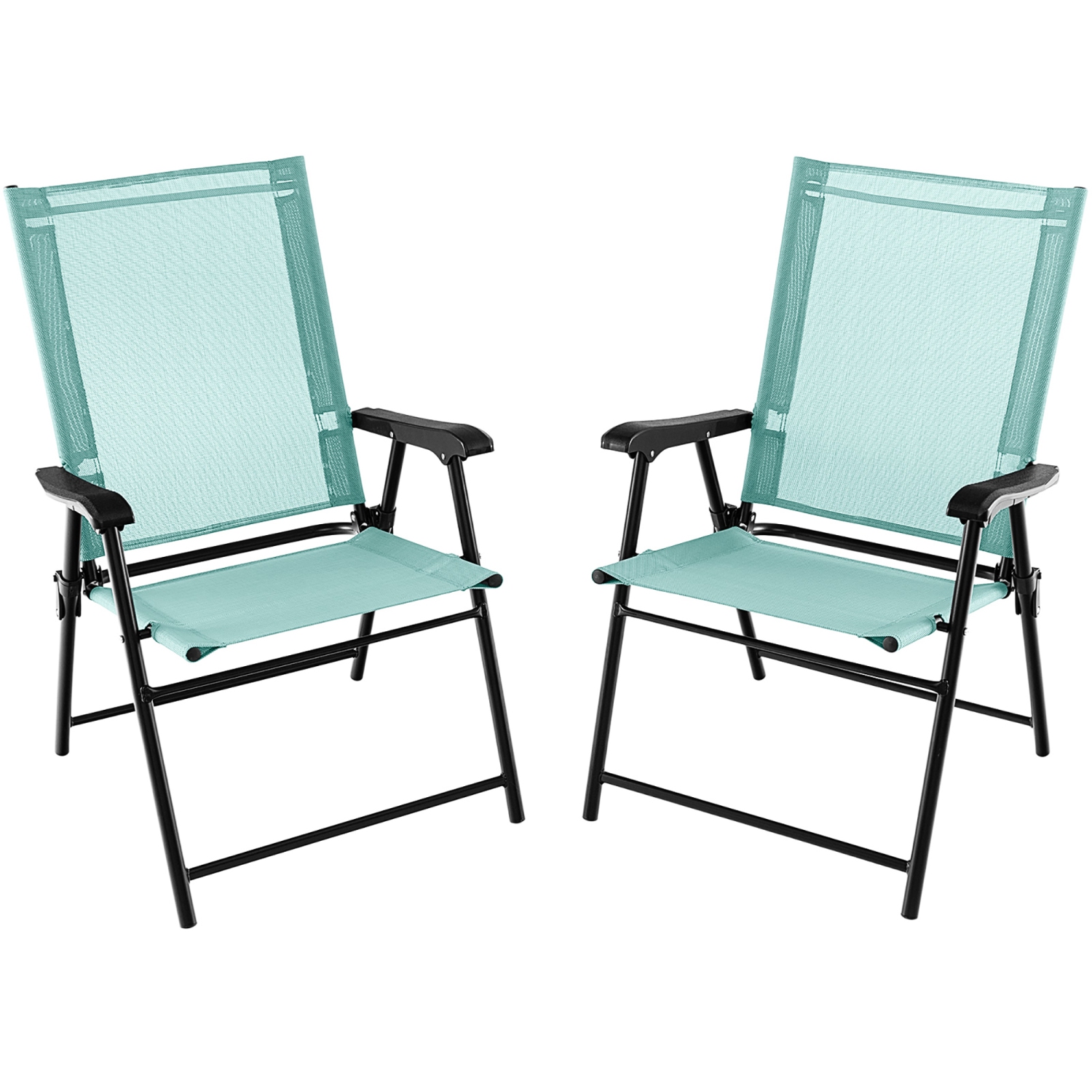 Gymax Set of 2 Patio Folding Chairs Outdoor Portable Pack Lawn Chairs w/ Armrests