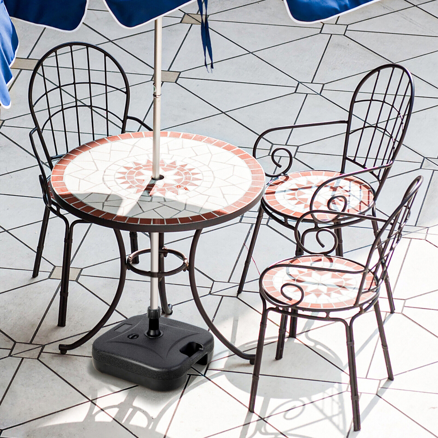 Gymax Patio Fillable Umbrella Base Stand Water & Sand Filled Weighted Market Pole 1.5''