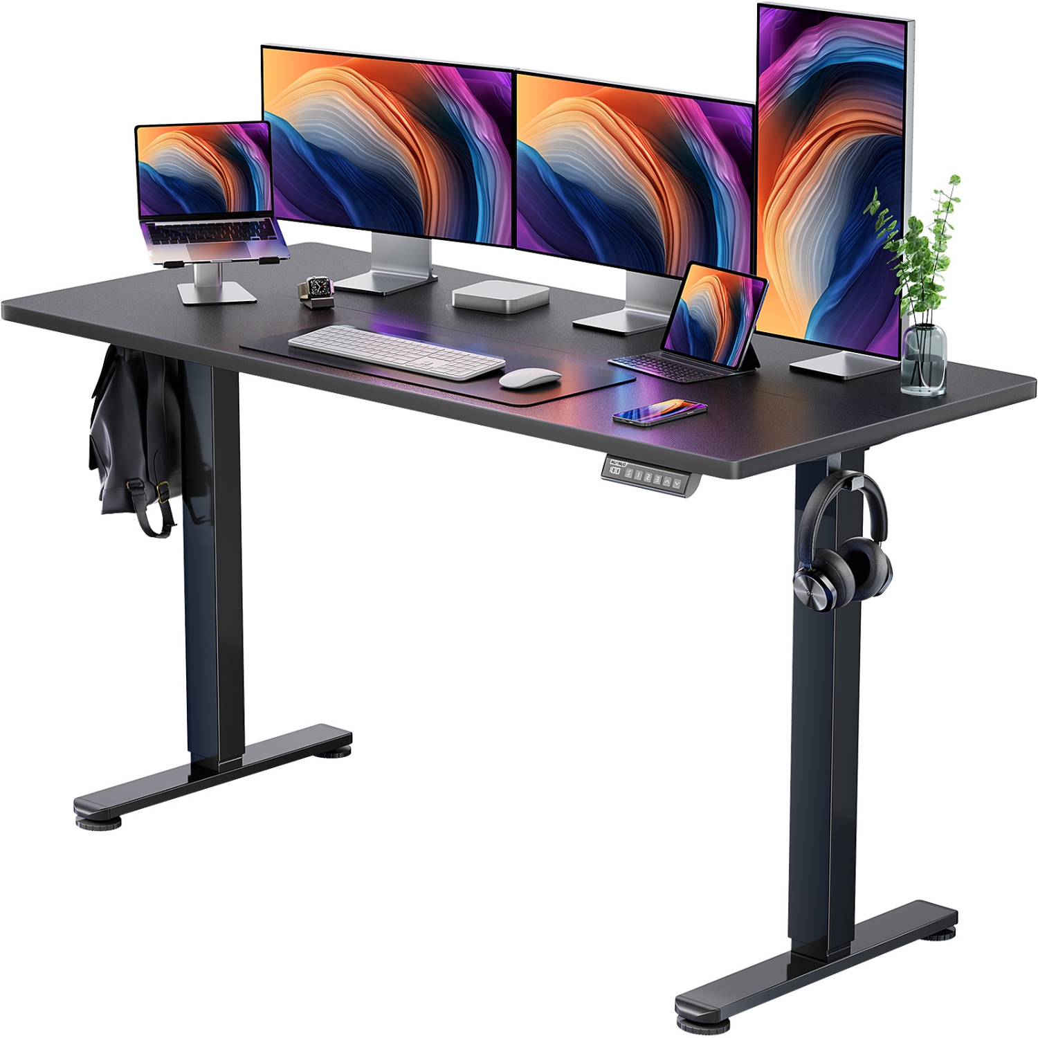 Huanuo 63″ x 28″(160 x 70cm) Electric Height Adjustable Standing Desk, Perfect Computer Workstation for Home & Office