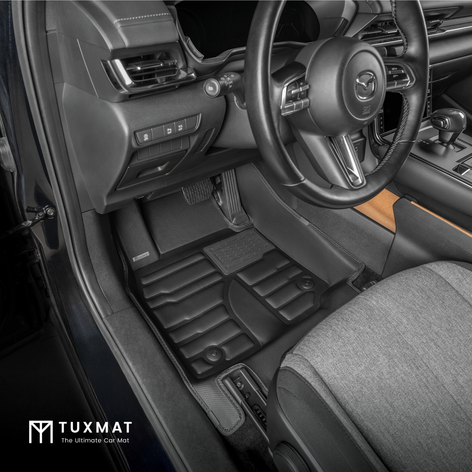 TuxMat - for Mazda MX-30 2022-2024 Models - Custom Car Mats - Maximum Coverage, All Weather, Laser Measured - This Full Set Includes 1st and 2nd Rows