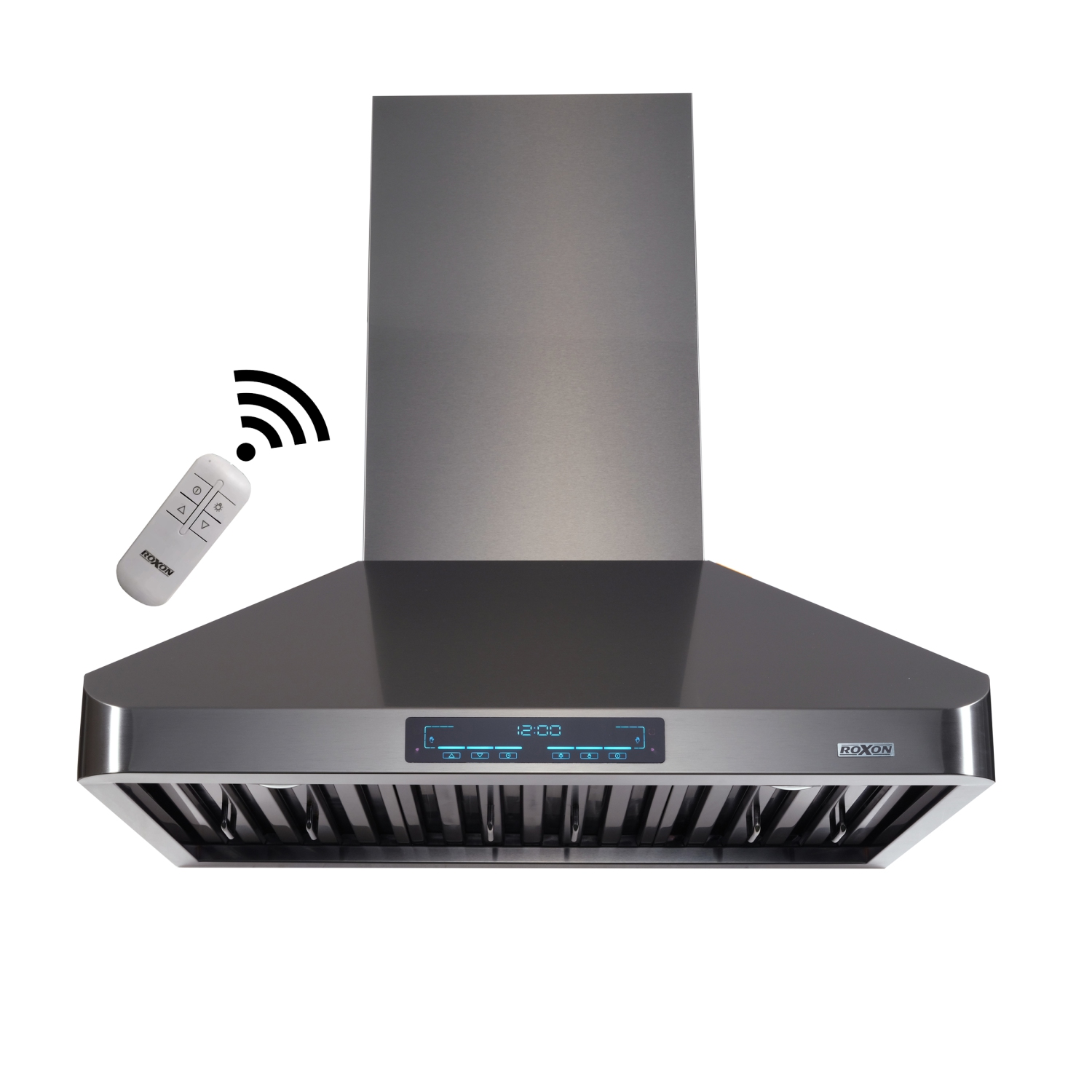 Hotte murale de cuisine de 30 po 900 pi3/min en acier inoxydable noir de ROXON style ventilateur mural RXN-W22BK-30