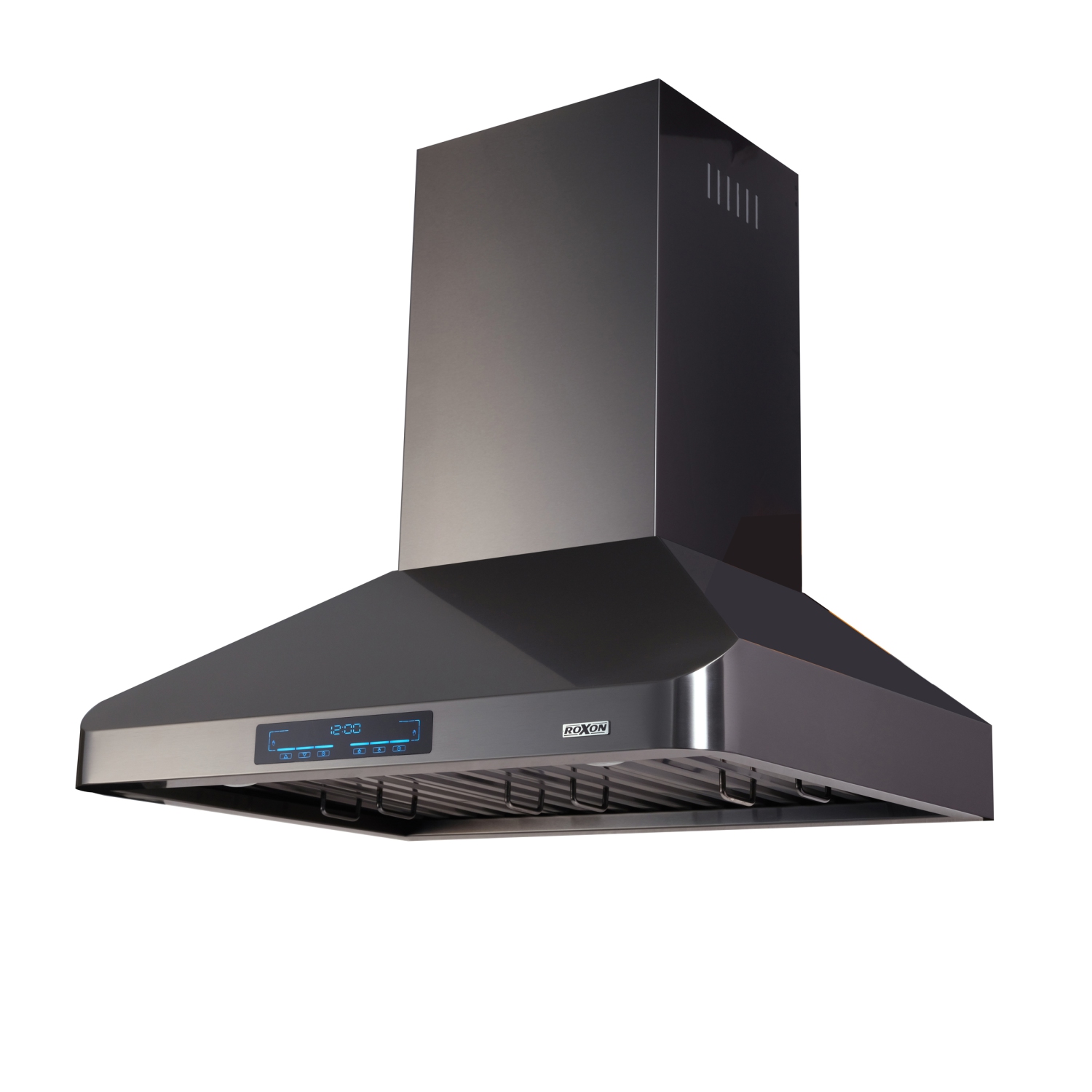 Hotte murale de cuisine de 30 po 900 pi3/min en acier inoxydable noir de ROXON style ventilateur mural RXN-W22BK-30