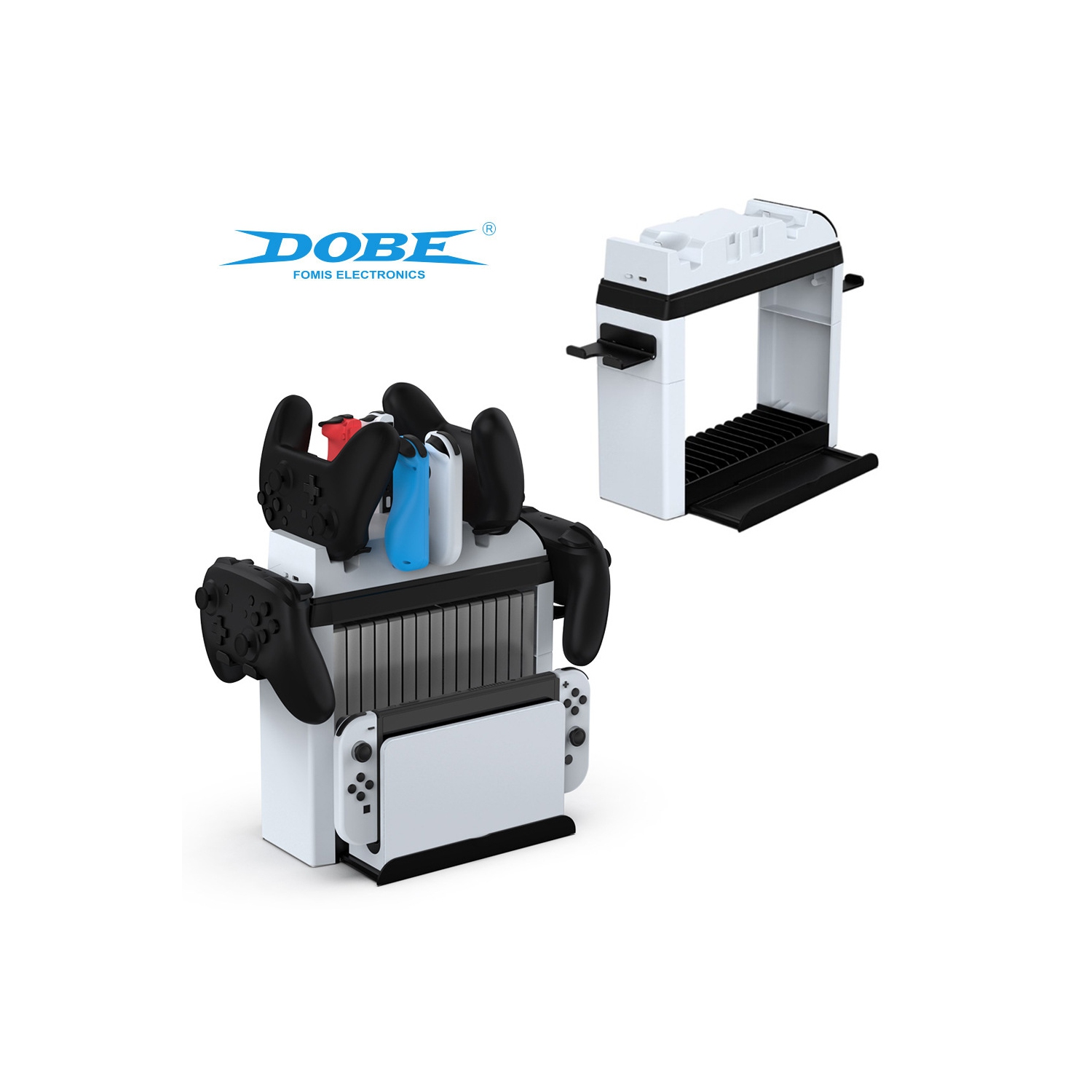 navor Multifunctional Games Organizer Stand with Charging Dock Station Compatible with Nintendo Switch & NS-OLED, Organize Pro-Controller, Joypad,