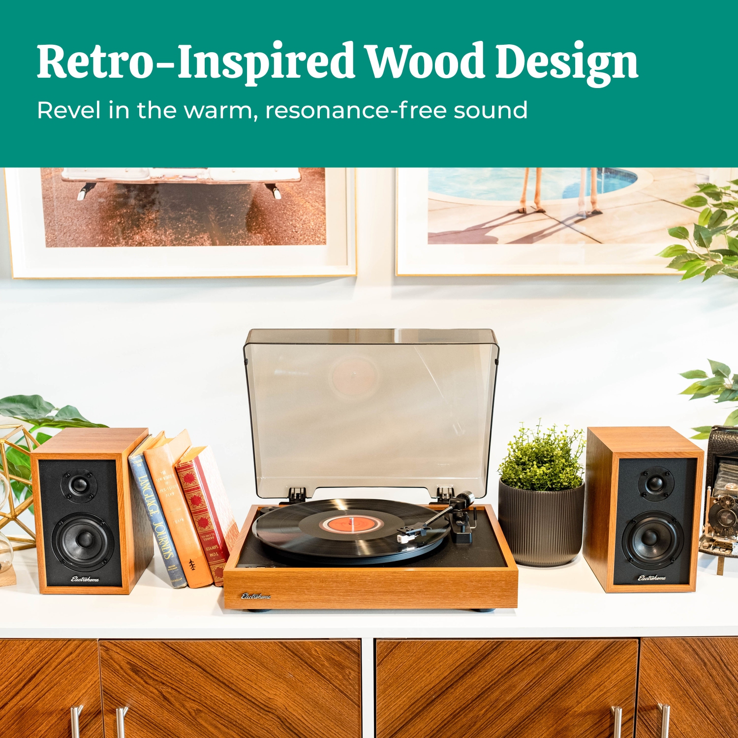 Haut-parleurs d'étagère stéréo Berkeley 2,0 d'Electrohome avec amplificateur intégré, transducteurs de 3 po, Bluetooth 5, RCA/aux