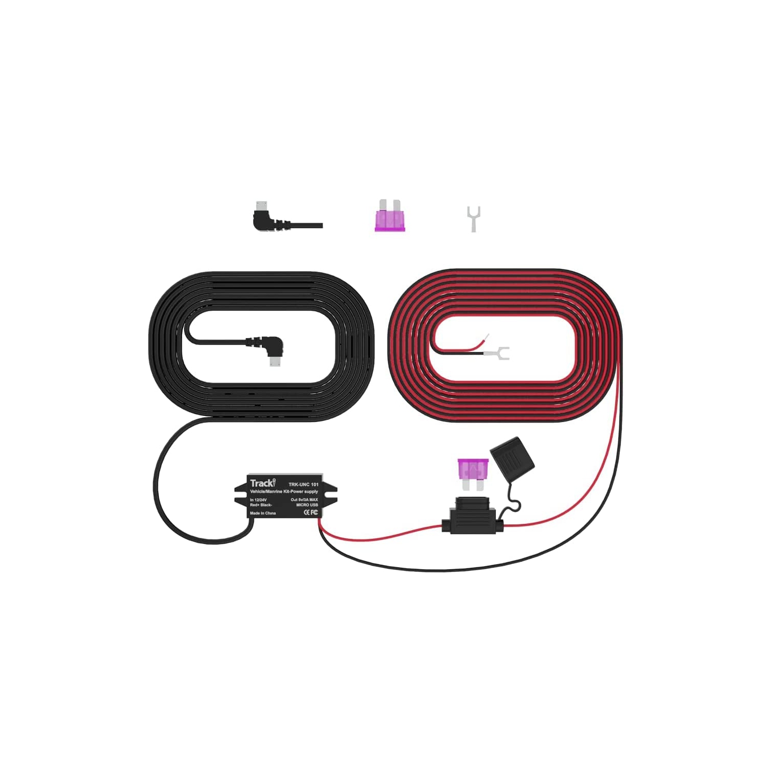 Câble de câblage marin Tracki Micro USB pour véhicule et trousse de stabilisateur d'alimentation pour GPS Tracki