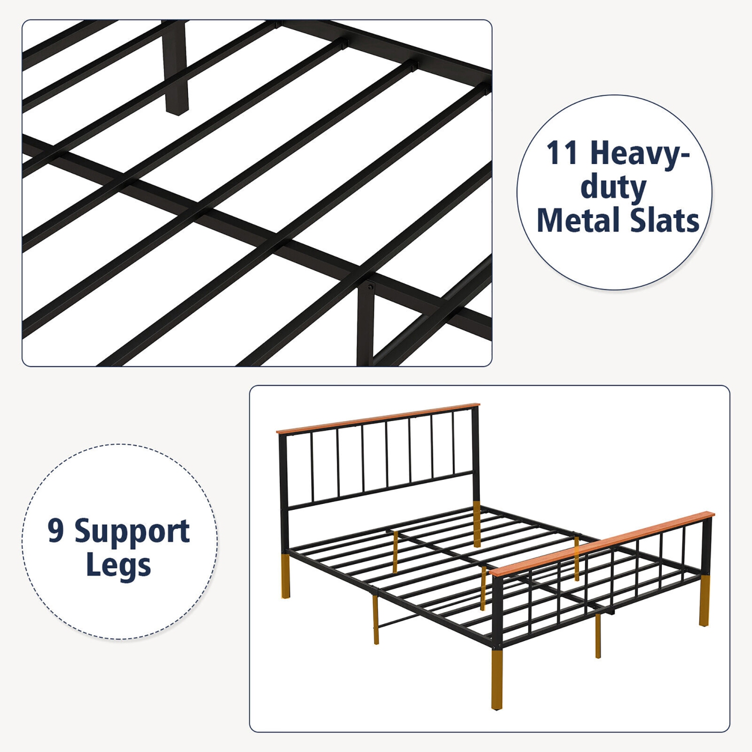Gymax Full/Queen Size Metal Platform Bed Frame Mattress Foundation with Headboard Industrial