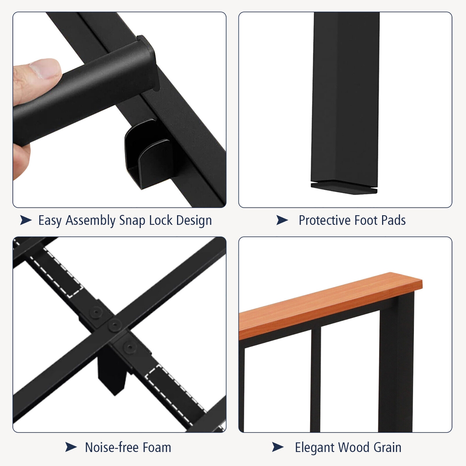 Gymax Full/Queen Size Metal Platform Bed Frame Mattress Foundation with Headboard Industrial