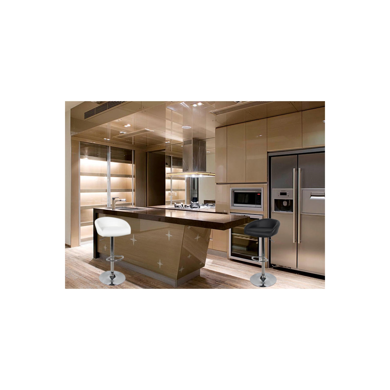 Barstools Swivel Height Adjustable Black PU Leather Bar Stool Pub Chair with Back & Footrest, Contemporary Style ,Supports up to 250 lb - Black