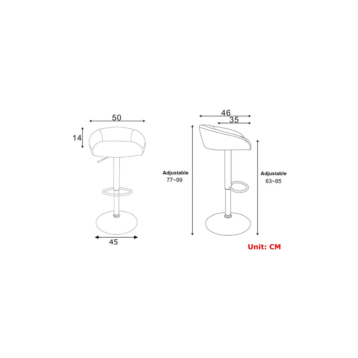 Barstools Swivel Height Adjustable Black PU Leather Bar Stool Pub Chair with Back & Footrest, Contemporary Style ,Supports up to 250 lb - Black