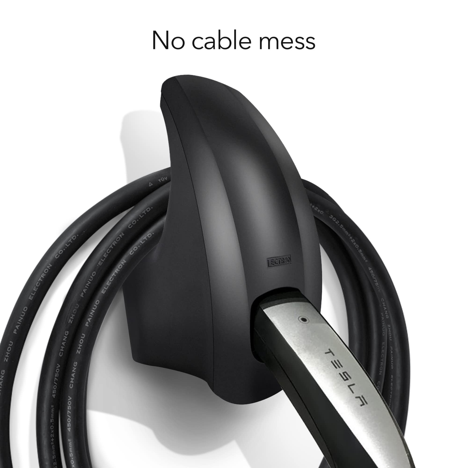 Wall Mount and Cable Charger Holder Compatible with Tesla Wall Connector - Protective Accessory for Your Tesla Charger (Black)