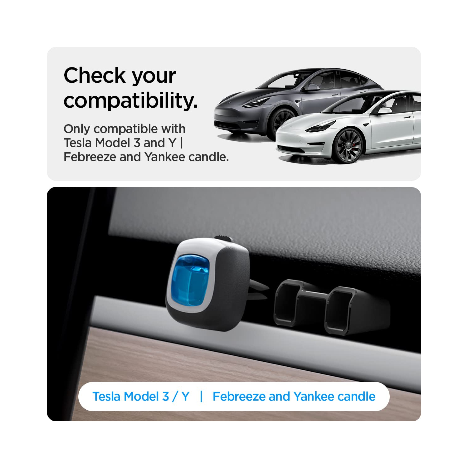 Adaptateur assainisseur d'air conçu pour les modèles Tesla Model 3 et y Airvent - Paquet de 2