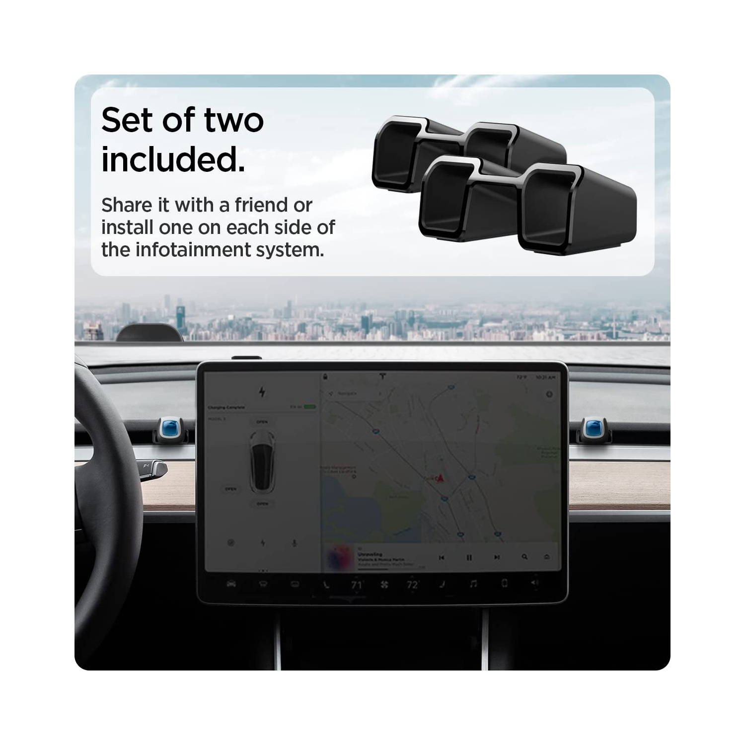 Adaptateur assainisseur d'air conçu pour les modèles Tesla Model 3 et y Airvent - Paquet de 2