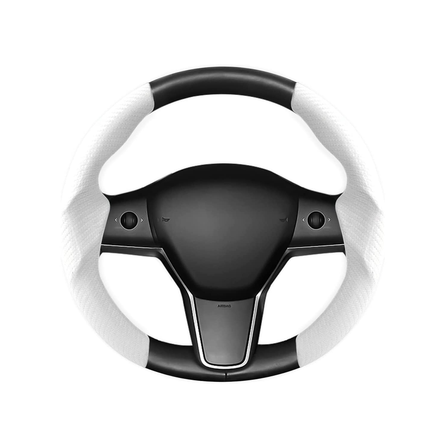 Carbon Fiber Steering Wheel Cover for Tesla Model 3 2017-2023/ Model Y 2020-2023, Car Steer Wheel Cover Protector Anti-Slip Interior Tesla Accessories