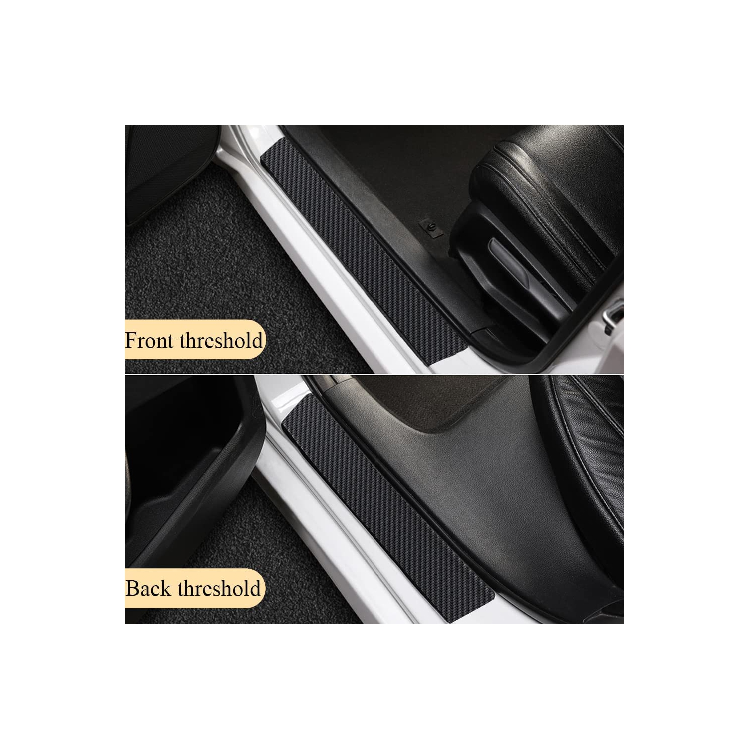 4PCS Car Door Sill Protector, Carbon Fiber Car Door Step Threshold Protective Covers, Door Sill Scuff Plate Cover