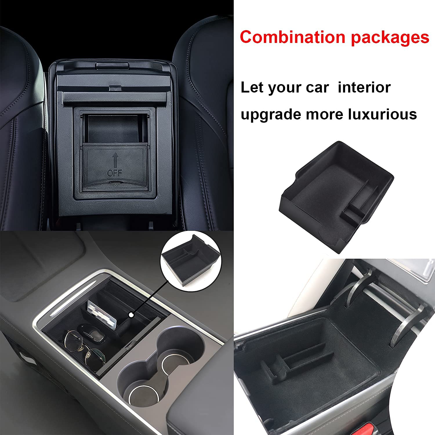 3PCS Center Console Organizer Tray Fit for Latest 2023 2022 2021