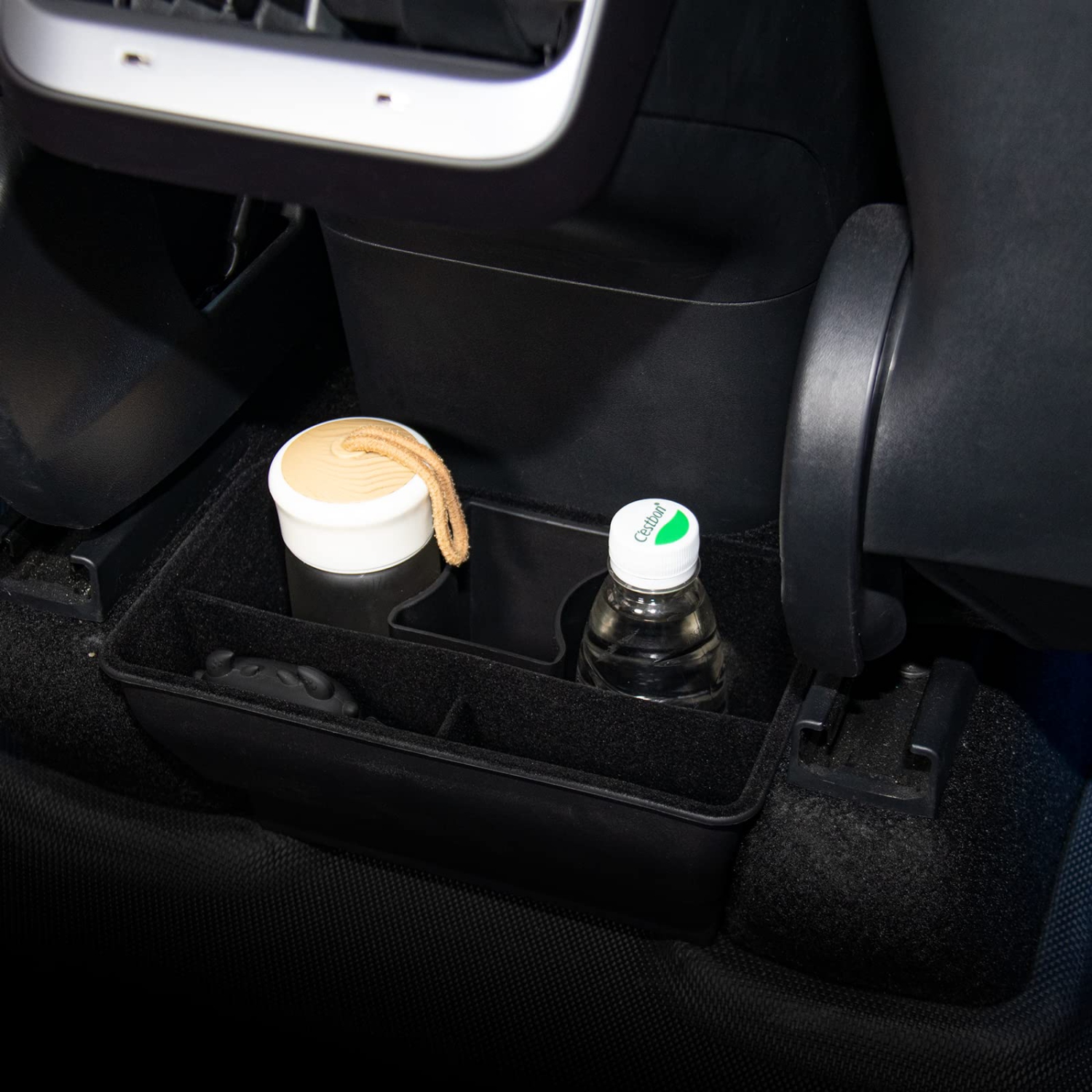 Tesla Model y Organisateur de console centrale arrière ABS Boîte de rangement arrière pour banquette arrière centrale et porte-gobelet pour modèle y