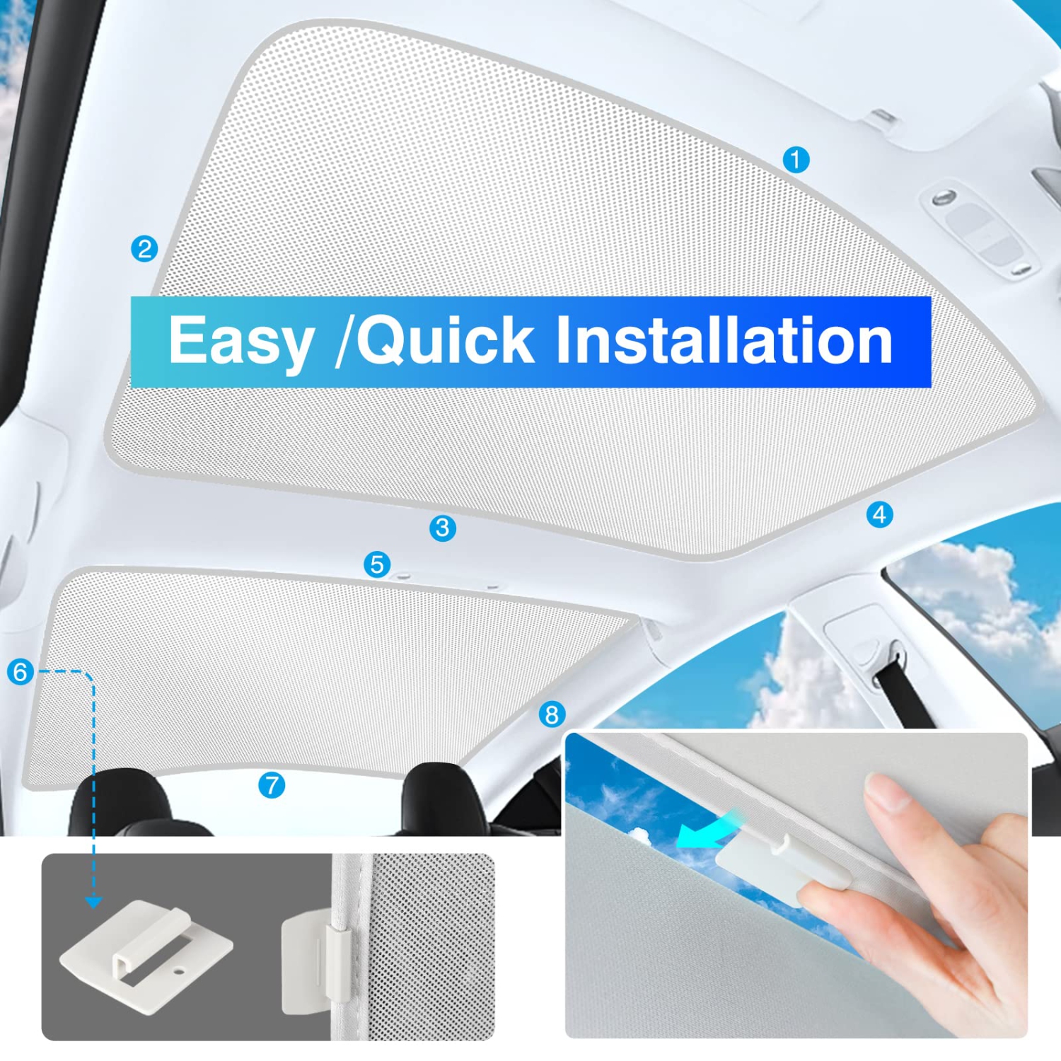 Tesla Model 3 Sunshade Roof, Sunroof Roof Sunshade for Tesla Model 3 Accessories 2023-2020, Beige