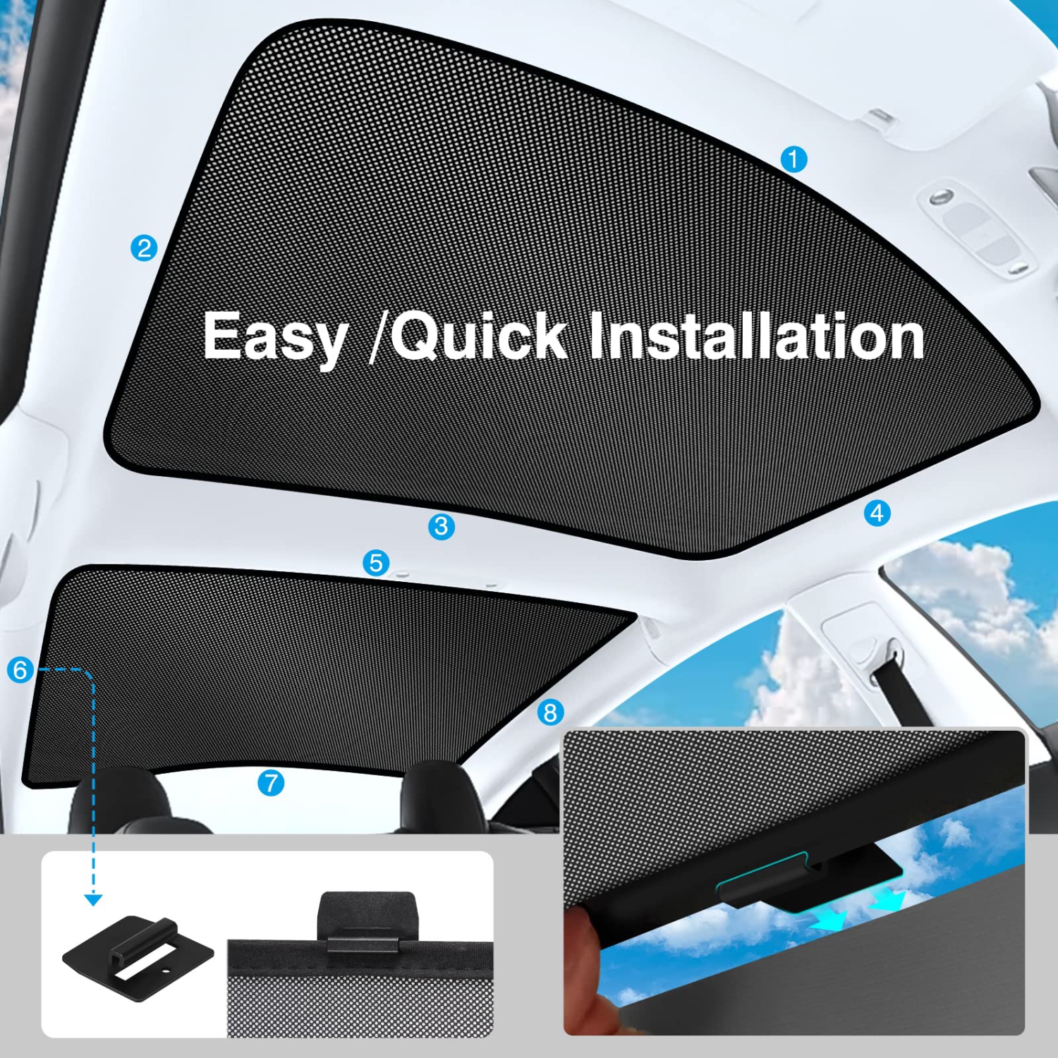 Tesla Model 3 Roof Sunshade, Sunroof Shade Sunshade Roof for Tesla Model 3 Accessories 2023-2020, Black