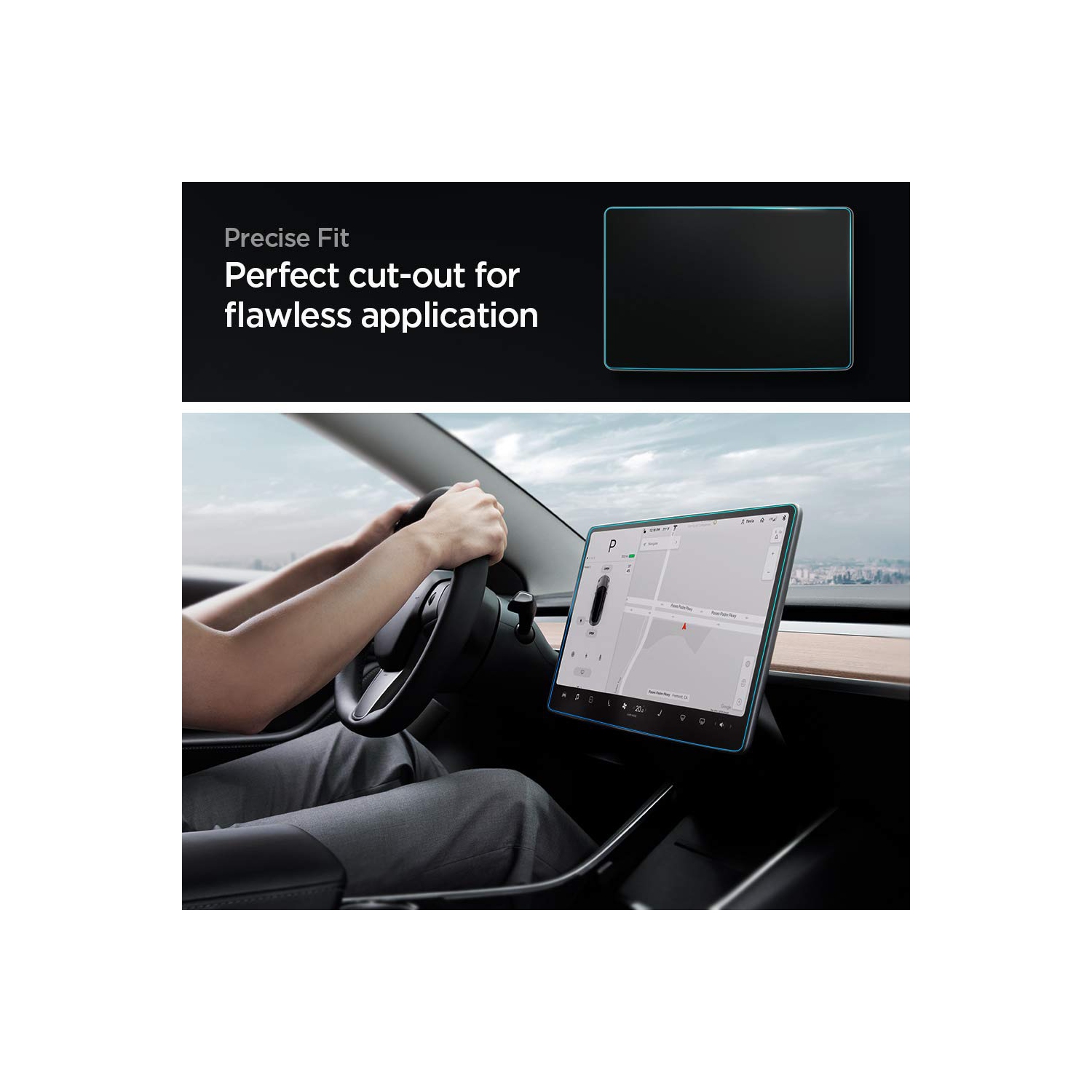 Tempered Glass Screen Protector GlasTR EZ FIT designed for Tesla Model 3 / Y Dashboard Touchscreen - Matte/Anti Fingerprint