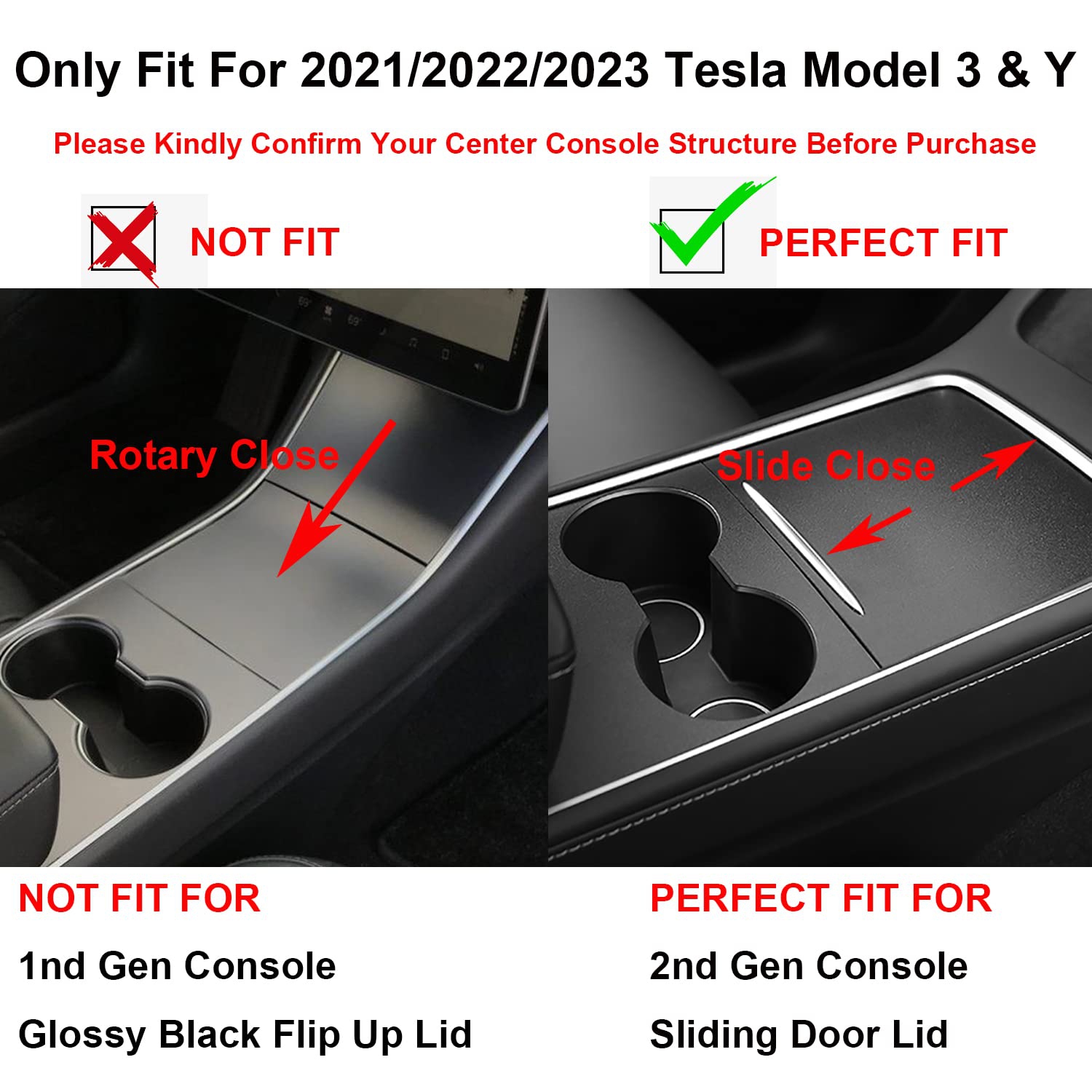 (Pack of 4) 3PCS Center Console Organizer Tray Fit for Latest 2023 2022 2021 Tesla Model 3/Y Armrest Hidden Cubby Drawer Storage Box Flocked,1PCS