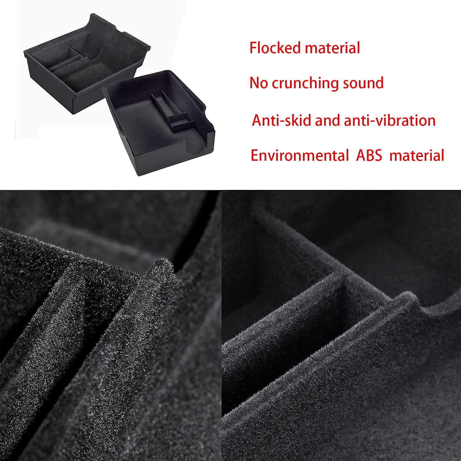 (Pack of 4) 3PCS Center Console Organizer Tray Fit for Latest 2023 2022 2021 Tesla Model 3/Y Armrest Hidden Cubby Drawer Storage Box Flocked,1PCS