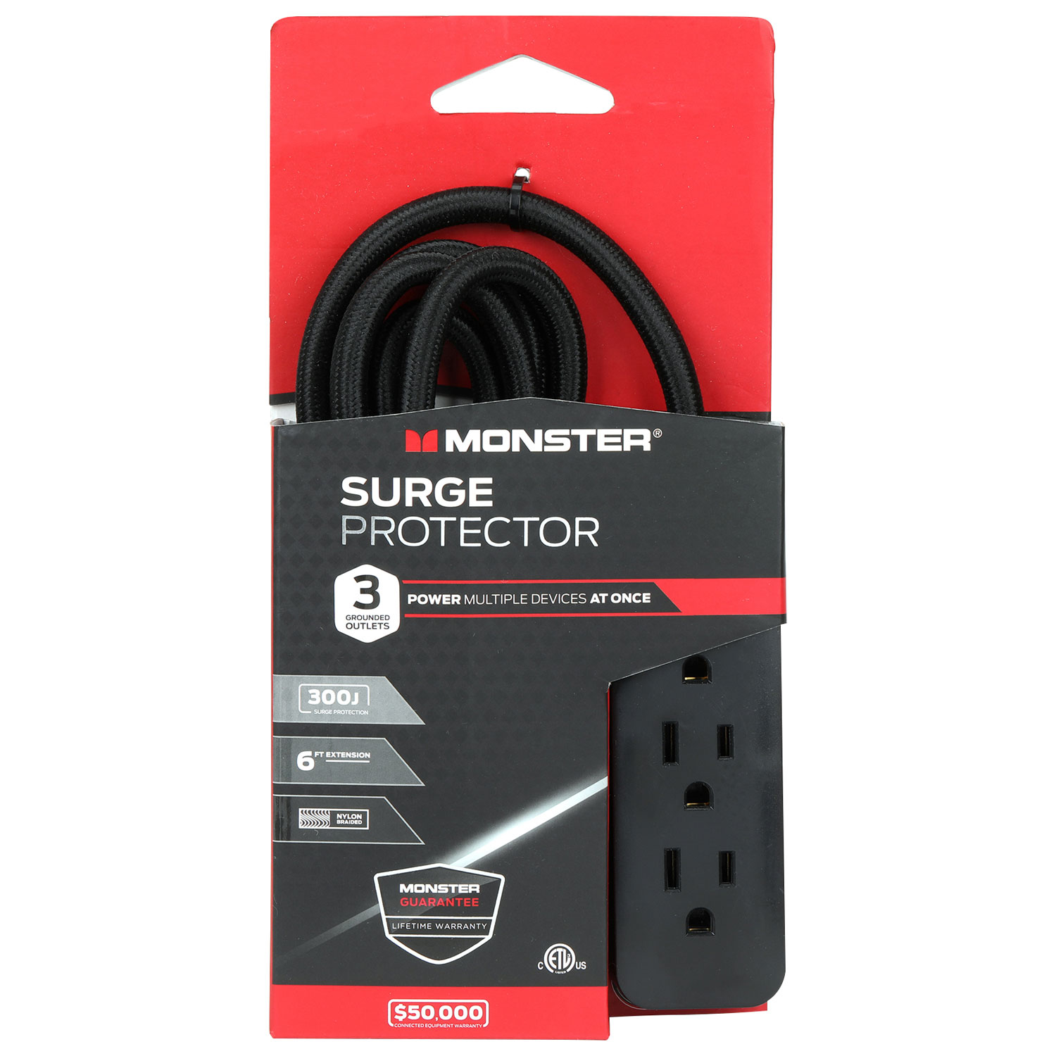 Monster 300J 3-Outlet Surge Protector - Black