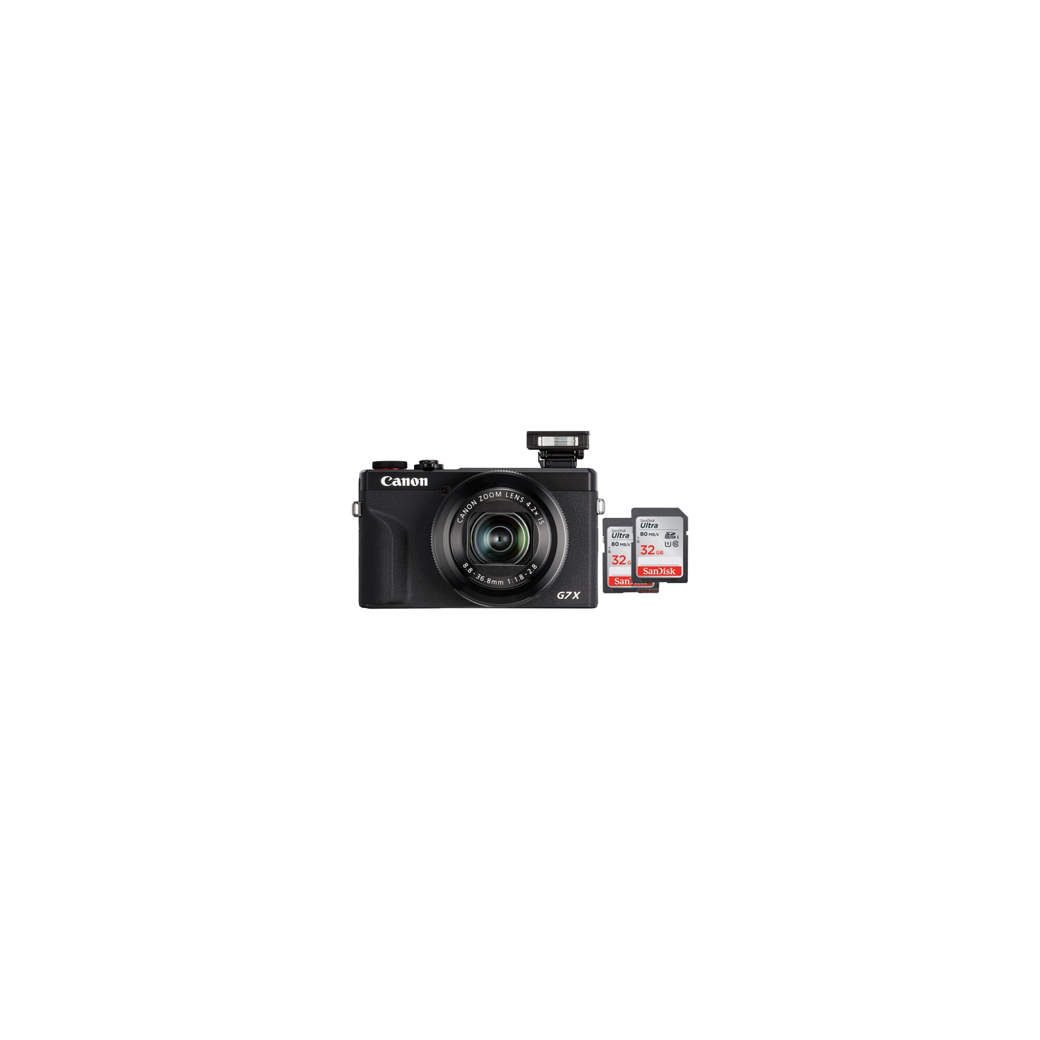 Refurbished (Excellent) - Canon PowerShot G7 X Mark III Wi-Fi 20.1MP Digital Camera with 2 32GB Memory Cards - Black