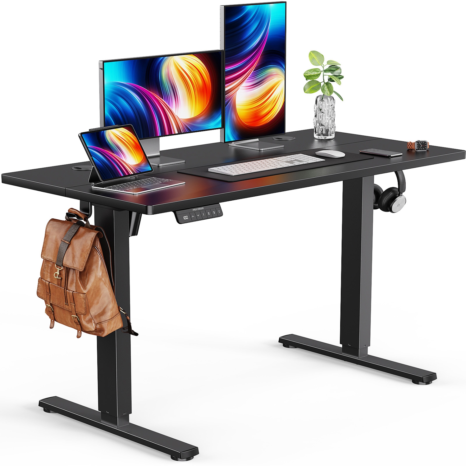 Huanuo 48″ (122cm) Electric Height Adjustable Standing Desk Perfect Computer Workstation for Home & Office
