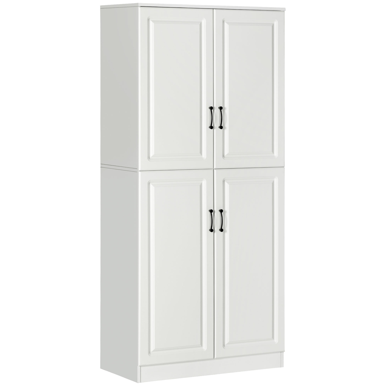 HOMCOM – Armoire de cuisine de 71&nbsp;po, armoire de rangement autonome avec 4 portes à charnières et tablettes réglables, blanc