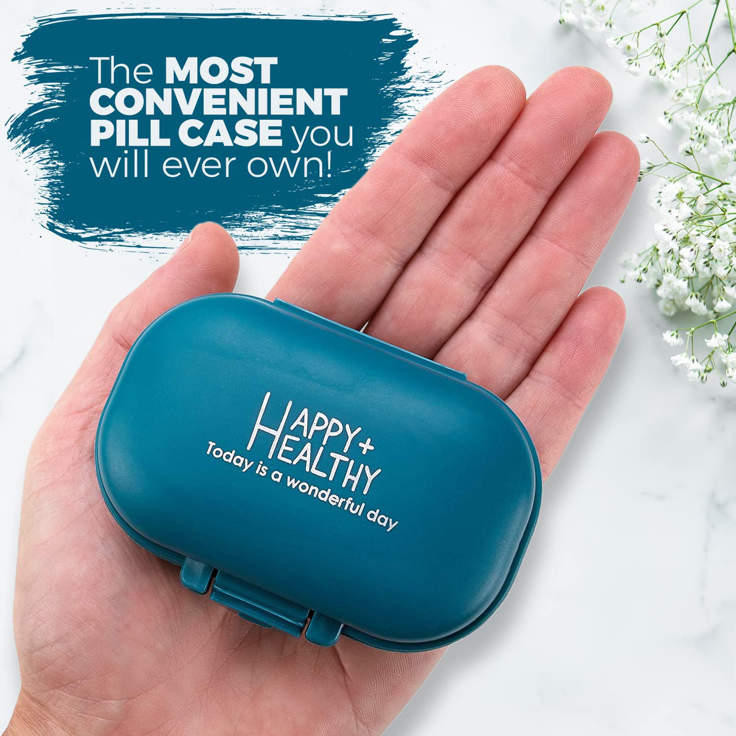 Pill Organizer Box - 4 Compartment Travel Medication Carry Case - A Daily Pill Box Vitamin Organizer Box for Your Pocket or Purse