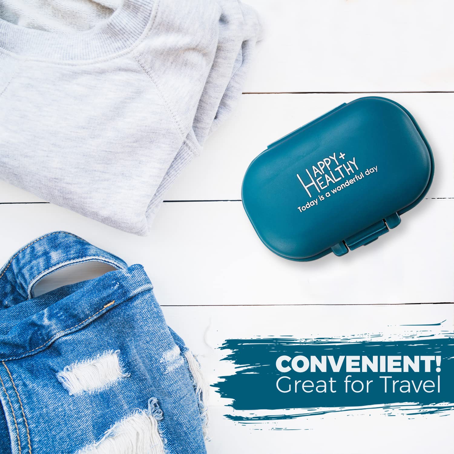 Pill Organizer Box - 4 Compartment Travel Medication Carry Case - A Daily Pill Box Vitamin Organizer Box for Your Pocket or Purse