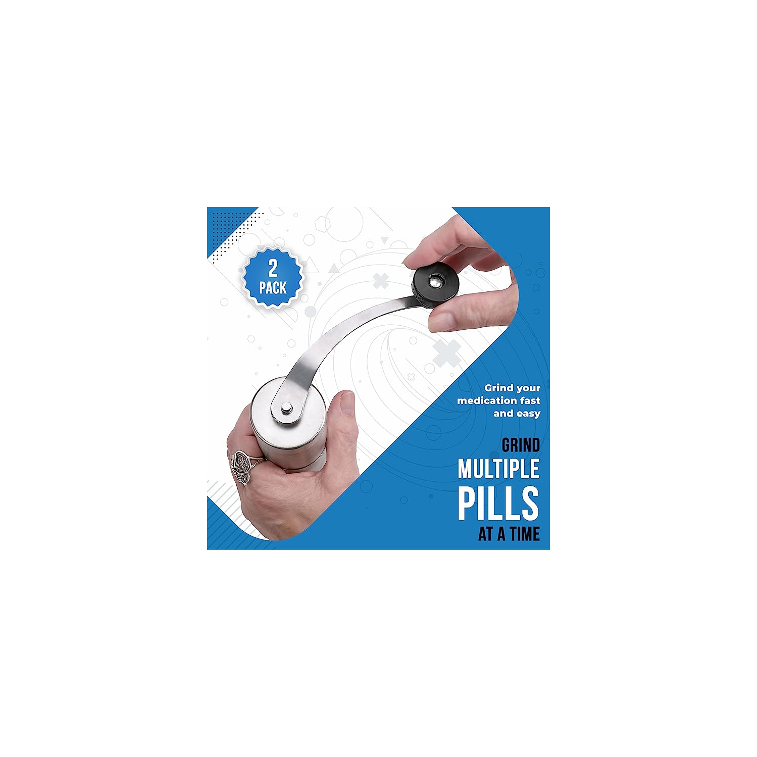 Pill Grinder - 2 Pack Pro Pill Crusher and Cutter That Grinds Your Pills and Tablets to Help Make Taking Medication and Supplements Easier, Manual