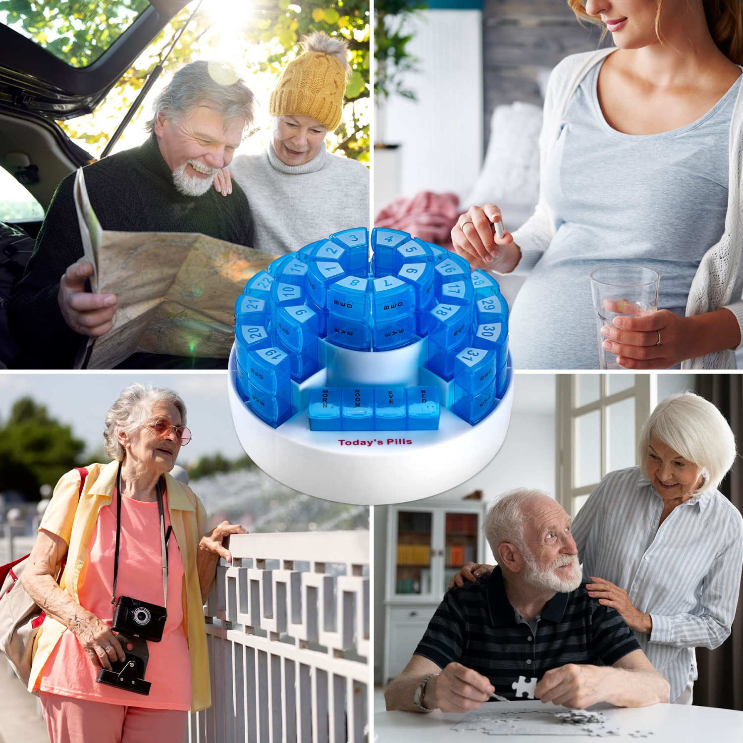 Pilulier mensuel par MEDca - Organisation de prescription intelligente avec section de doses quotidiennes multiples, compartiments amovibles parfaits