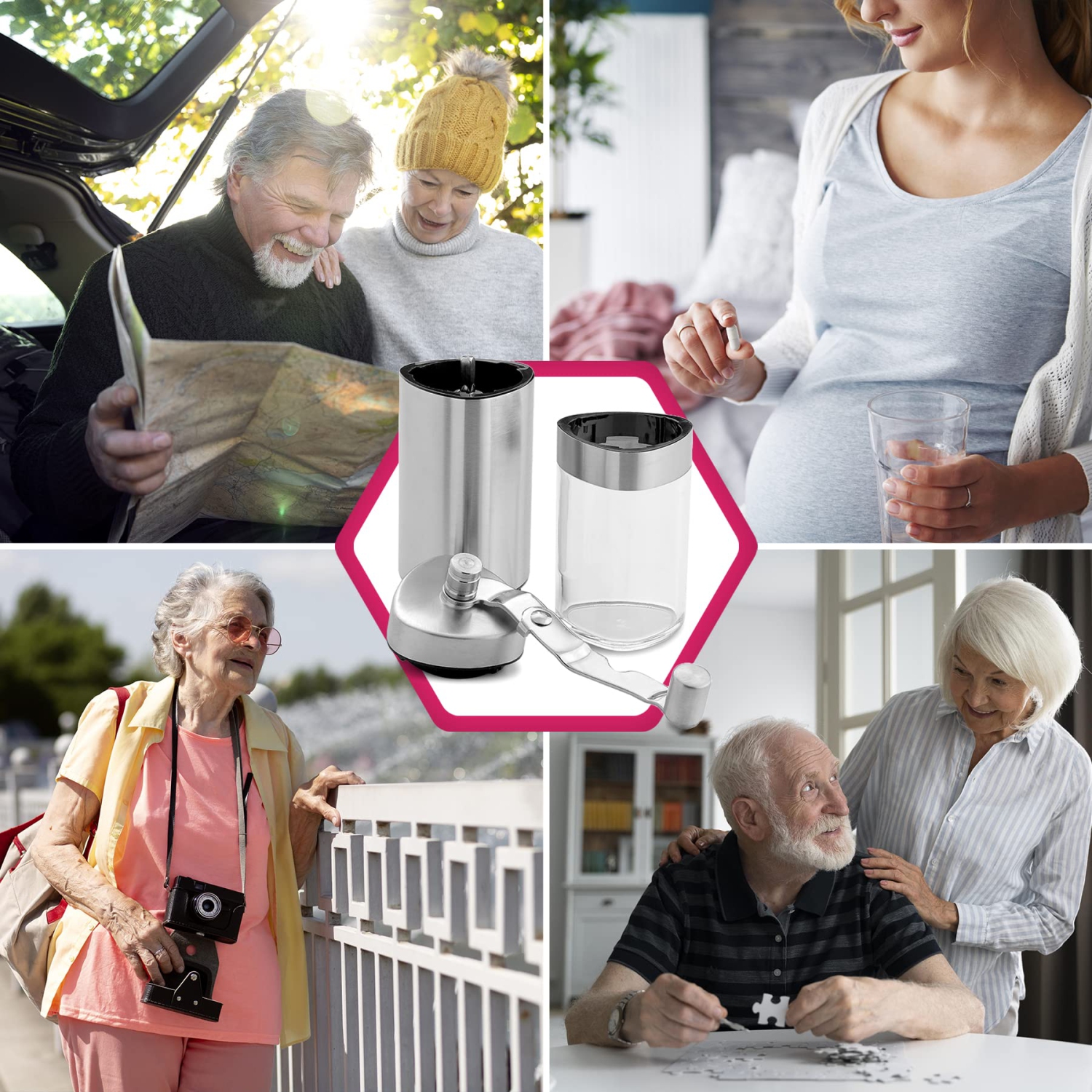 Moulin à pilules – Broyeur et coupe-pilules Pro Top Choice qui broie vos pilules et vos tablettes pour faciliter la prise des médicaments et des