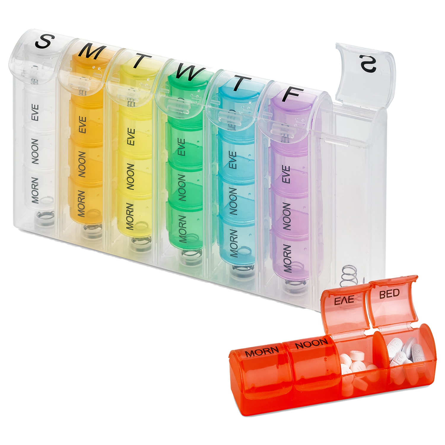Weekly Pill Organizer - Pill Planners for Pills and Vitamins Day Week, 4 Times-a-Day Medication Reminder, AM PM Compartments Monday to Sunday for