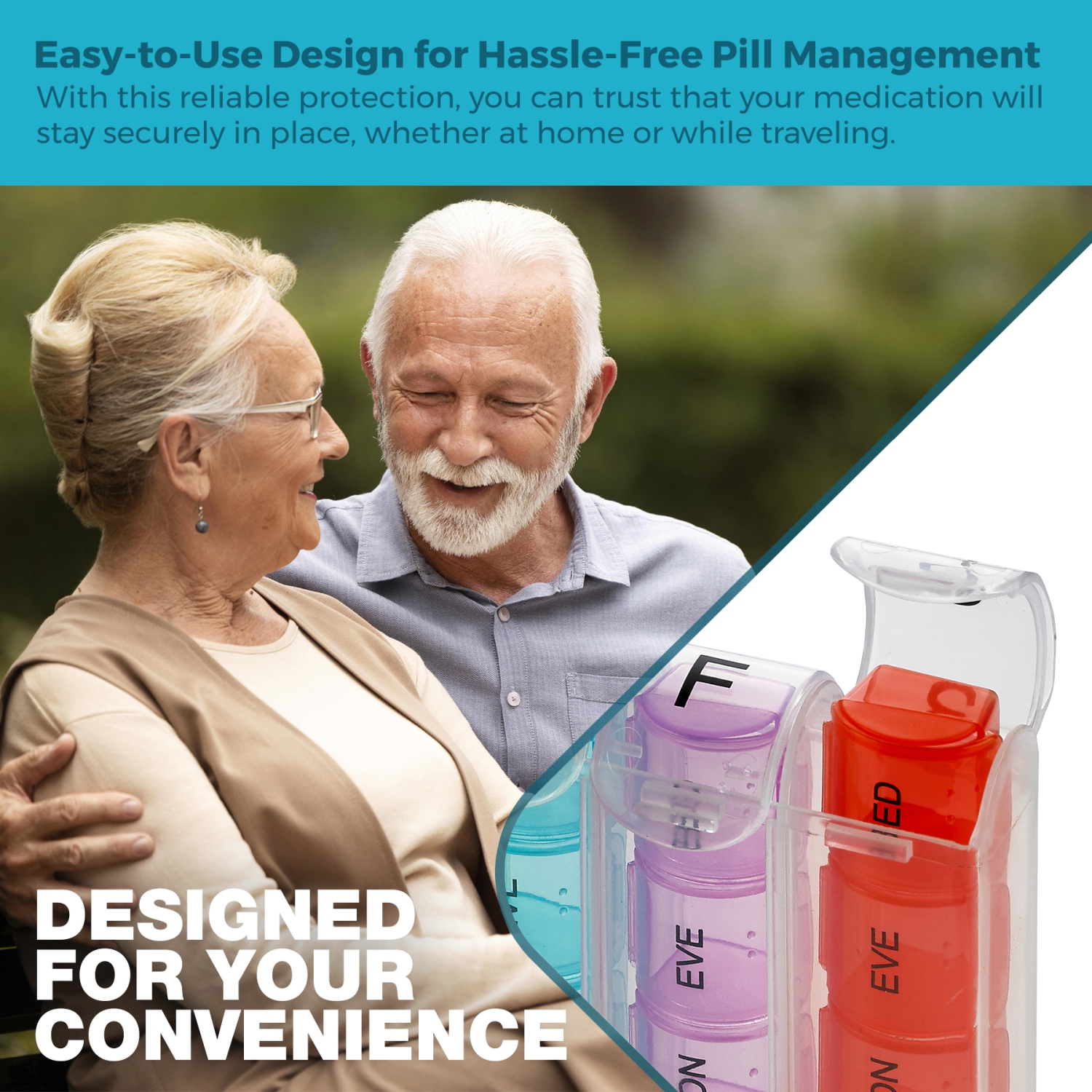 Weekly Pill Organizer - Pill Planners for Pills and Vitamins Day Week, 4 Times-a-Day Medication Reminder, AM PM Compartments Monday to Sunday for