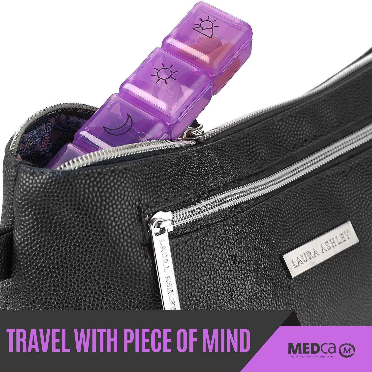 Weekly Pill Organizer - 4 Compartment Am/pm Pill Box, 7 Day Large Travel Medication Dispenser Case for Vitamins and Medicines by MEDca