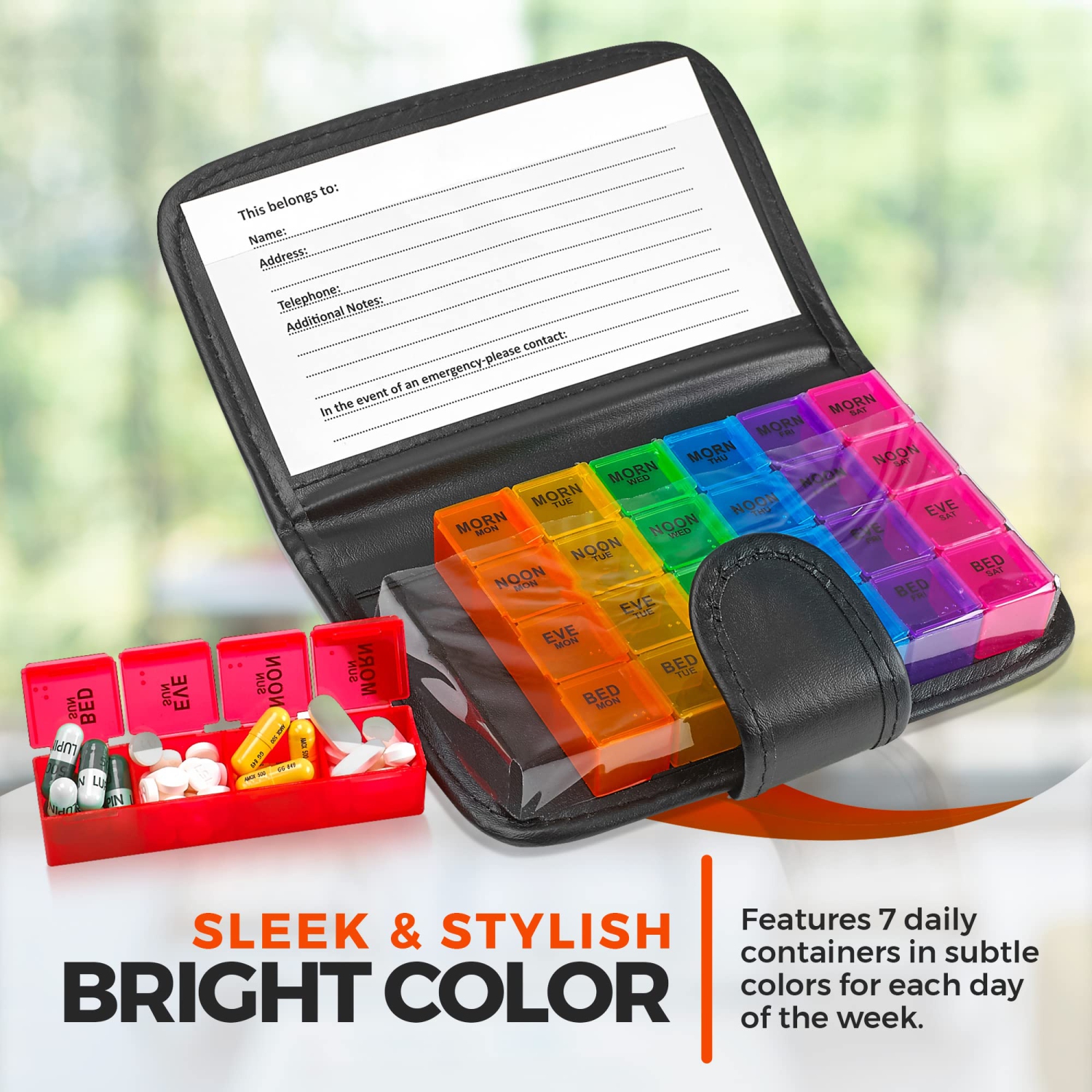 Weekly Travel Pill Organizer - Prescription and Medication Wallet Pill Box Reminder, a Extra Large Pill Container Dispenser Case, Caddy Organizer,