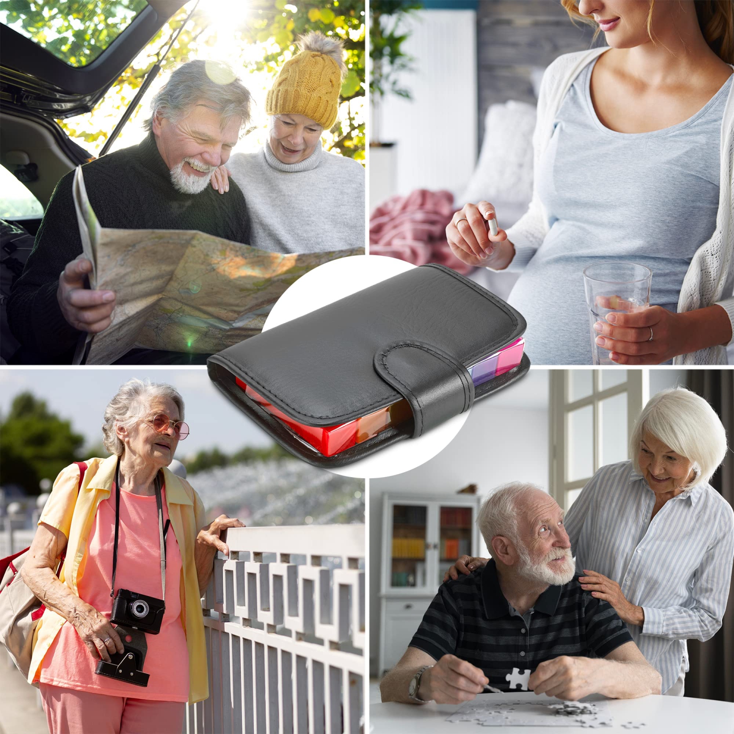 Weekly Travel Pill Organizer - Prescription and Medication Wallet Pill Box Reminder, a Extra Large Pill Container Dispenser Case, Caddy Organizer,