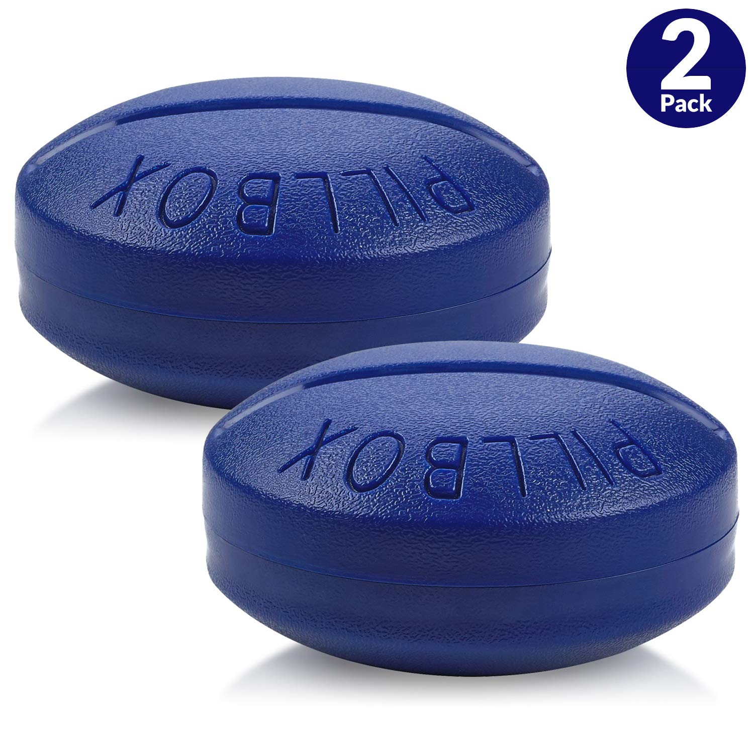Small Pill Boxes - Pack of 2 - Mini Compact Round Portable 4 Compartment Travel Pills Case Organizer, Vitamin and Medication Dispenser Holder, BPA