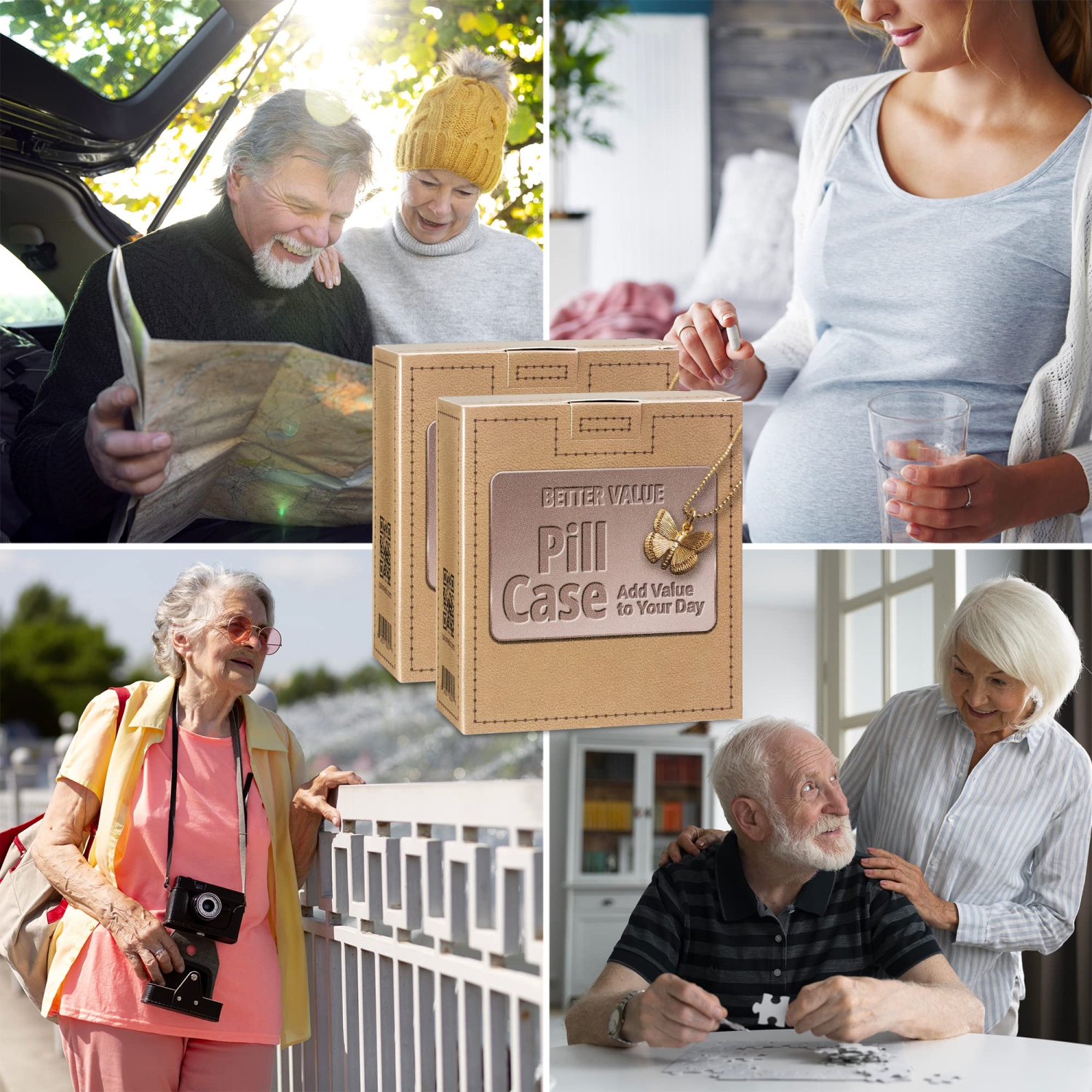 Weekly Travel Pill Organizer - Medication Wallet Pill Box Reminders, Pill Container Dispenser Case, Vitamin Caddy Organizer, for 4 Times A Day, 7