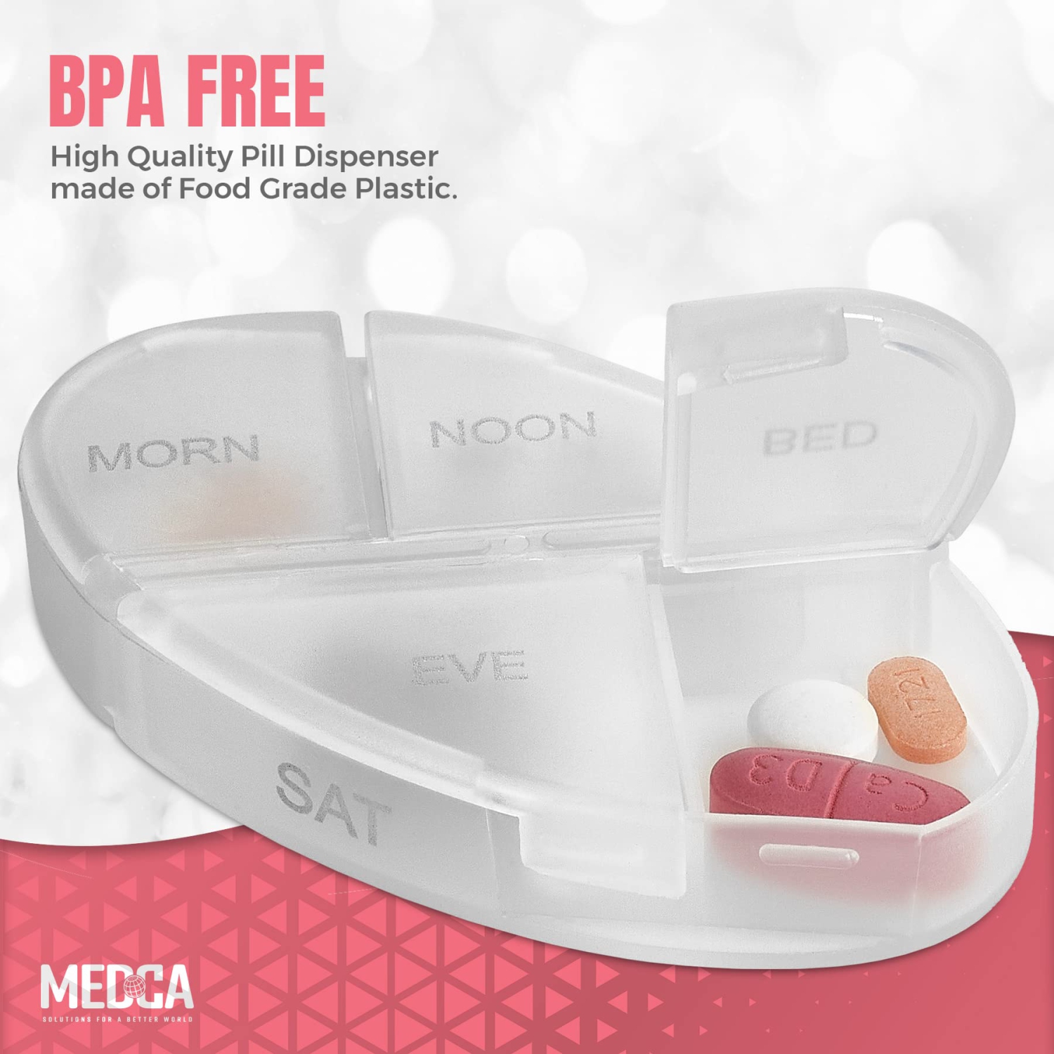 Stackable Daily Pill Organizer - Premium Weekly Medication Reminder with 7 Individual Stacking Cases - Weekly AM/PM Pill Box with 4 Times a Day