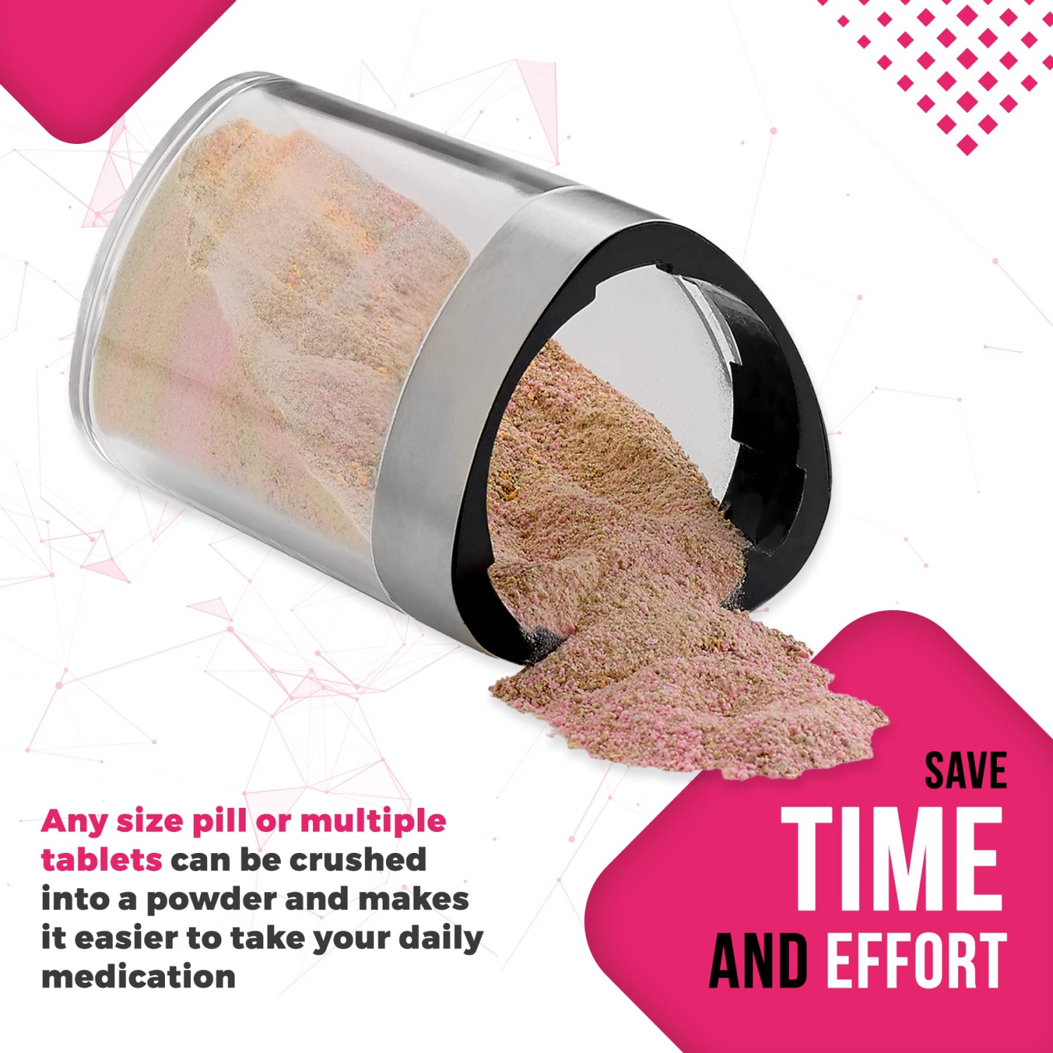 Pill Grinder - 2 Pack Pro Manual Pill Crusher and Cutter Crush, Grind Multiple Pills and Tablets to Fine Powder Use for Seniors, Feeding Tubes, Kids