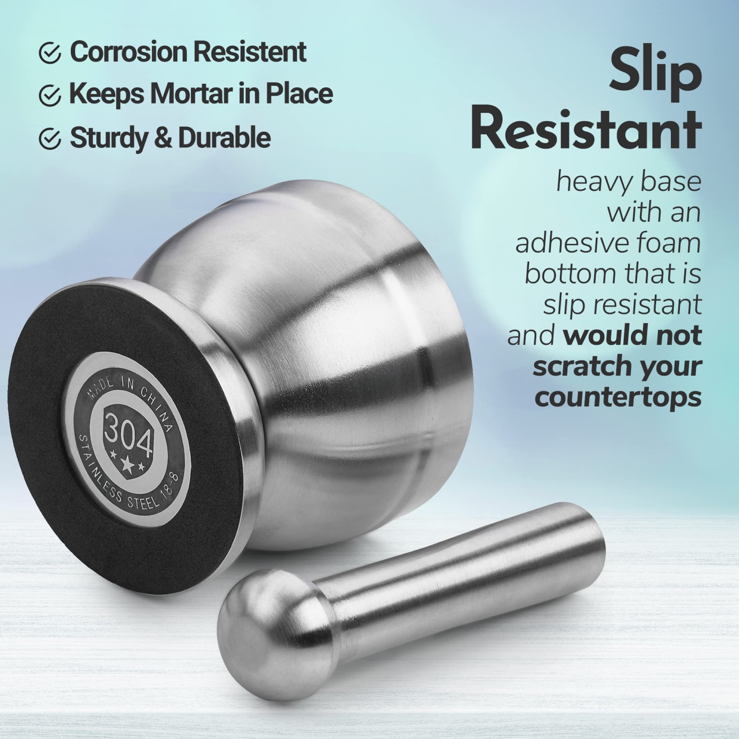 Pill Crusher - 304 Food Grade Stainless Steel Mortar and Pestle Medicine Grinder Set - Non-Slip Splitter to Easily Crush Medicine Pills Tablets