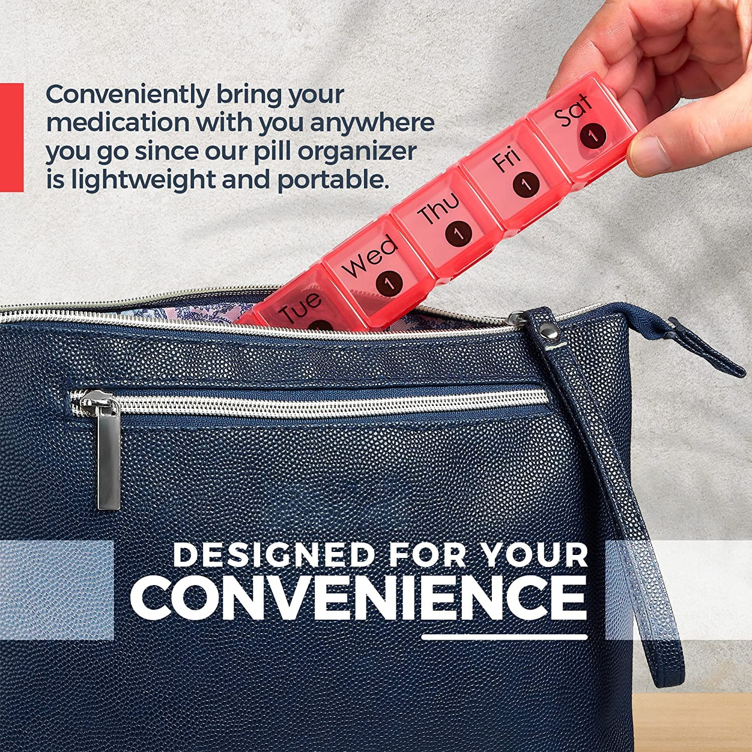 Pilulier mensuel très grand - 7 distributeur de pilules une fois par jour couleur avec 4 contenants hebdomadaires pour 28 jours - Médecine sans BPA