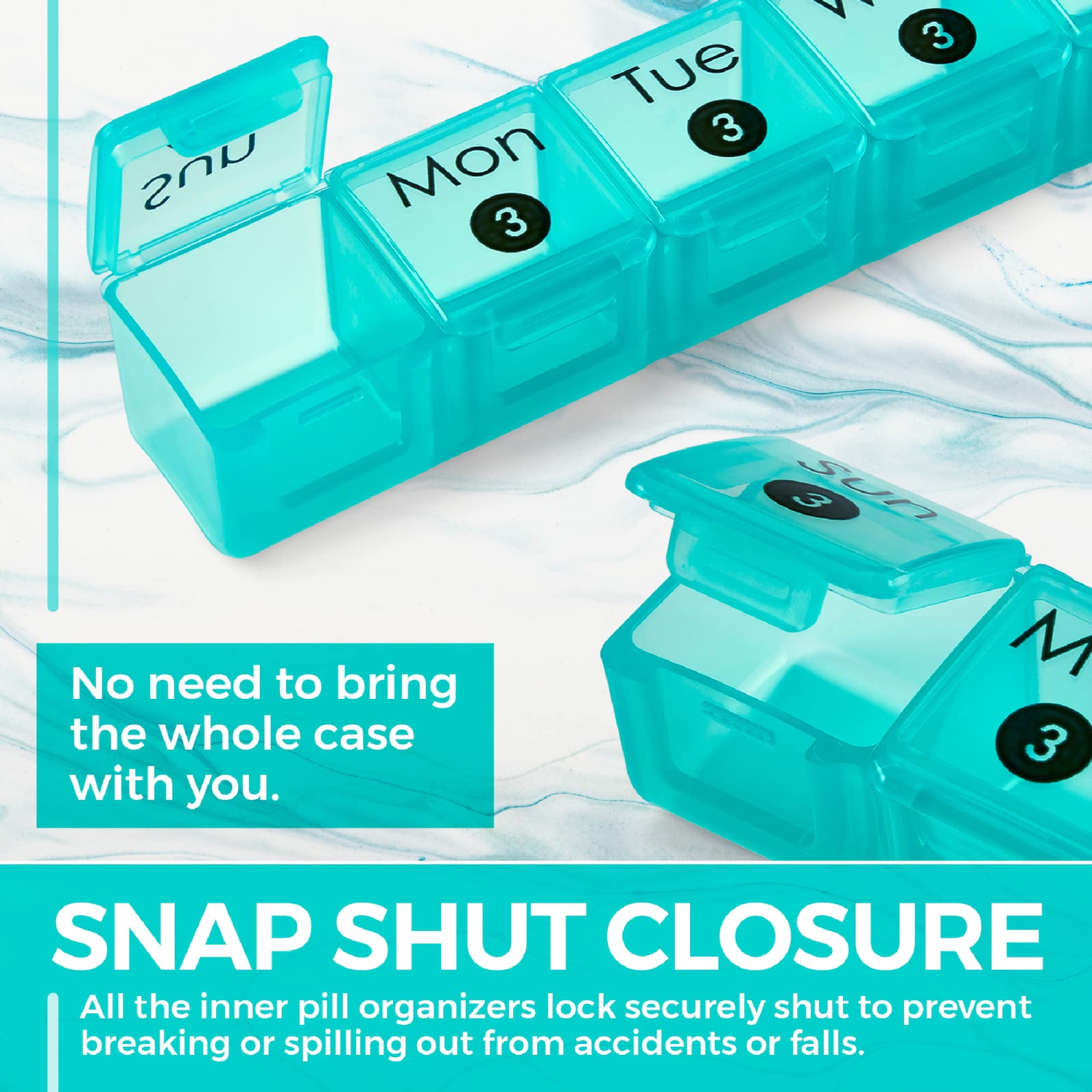 Très grand pilulier mensuel - distributeur de pilules une fois par jour couleur 7 jours avec 4 contenants hebdomadaires pour 28 jours - Boîte de