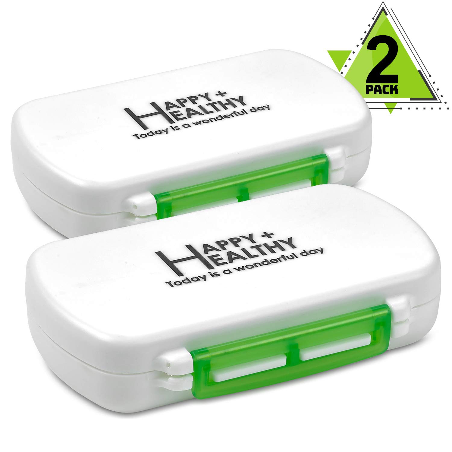 Pill Boxes- Pack of 2 Waterproof Medicine Pill Holder Cases, BPA-Free Daily Tablet Holder Storage Organizer Dispenser for Medications, Supplements by