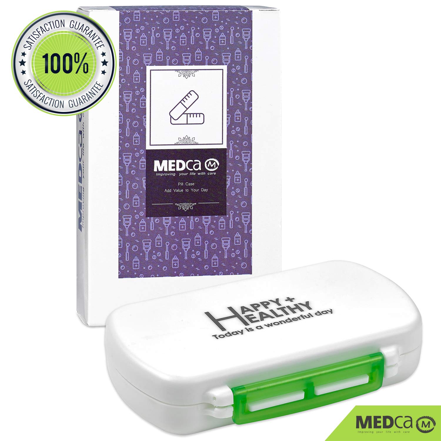 Pill Boxes- Pack of 2 Waterproof Medicine Pill Holder Cases, BPA-Free Daily Tablet Holder Storage Organizer Dispenser for Medications, Supplements by