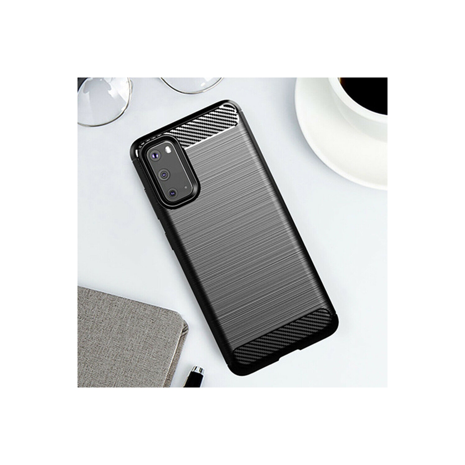 Black Brushed Metal Case for Samsung Galaxy A70