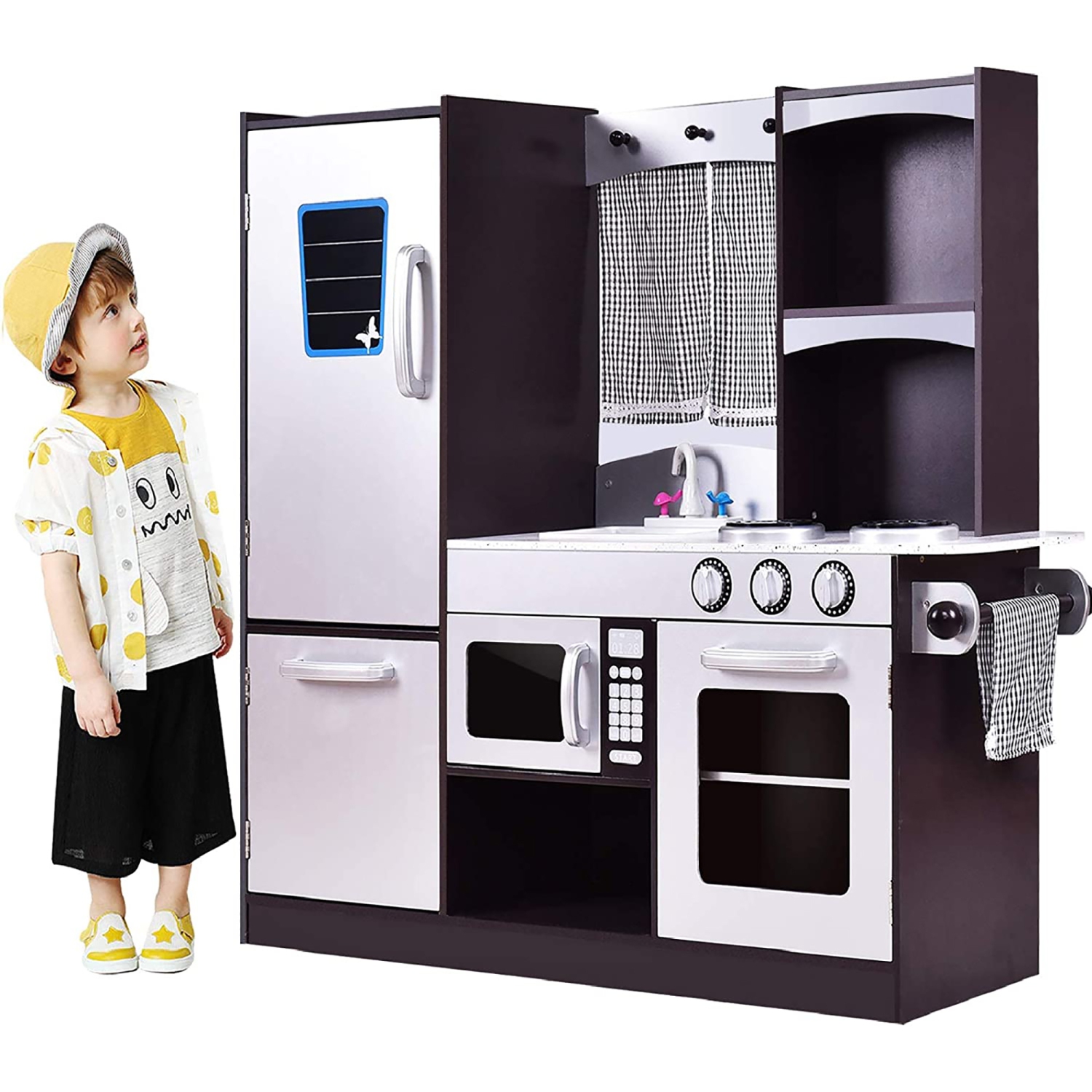 Ensemble de cuisine pour enfants de Costway Ensemble de cuisine jouet en bois de chef's factice cadeau pour enfants
